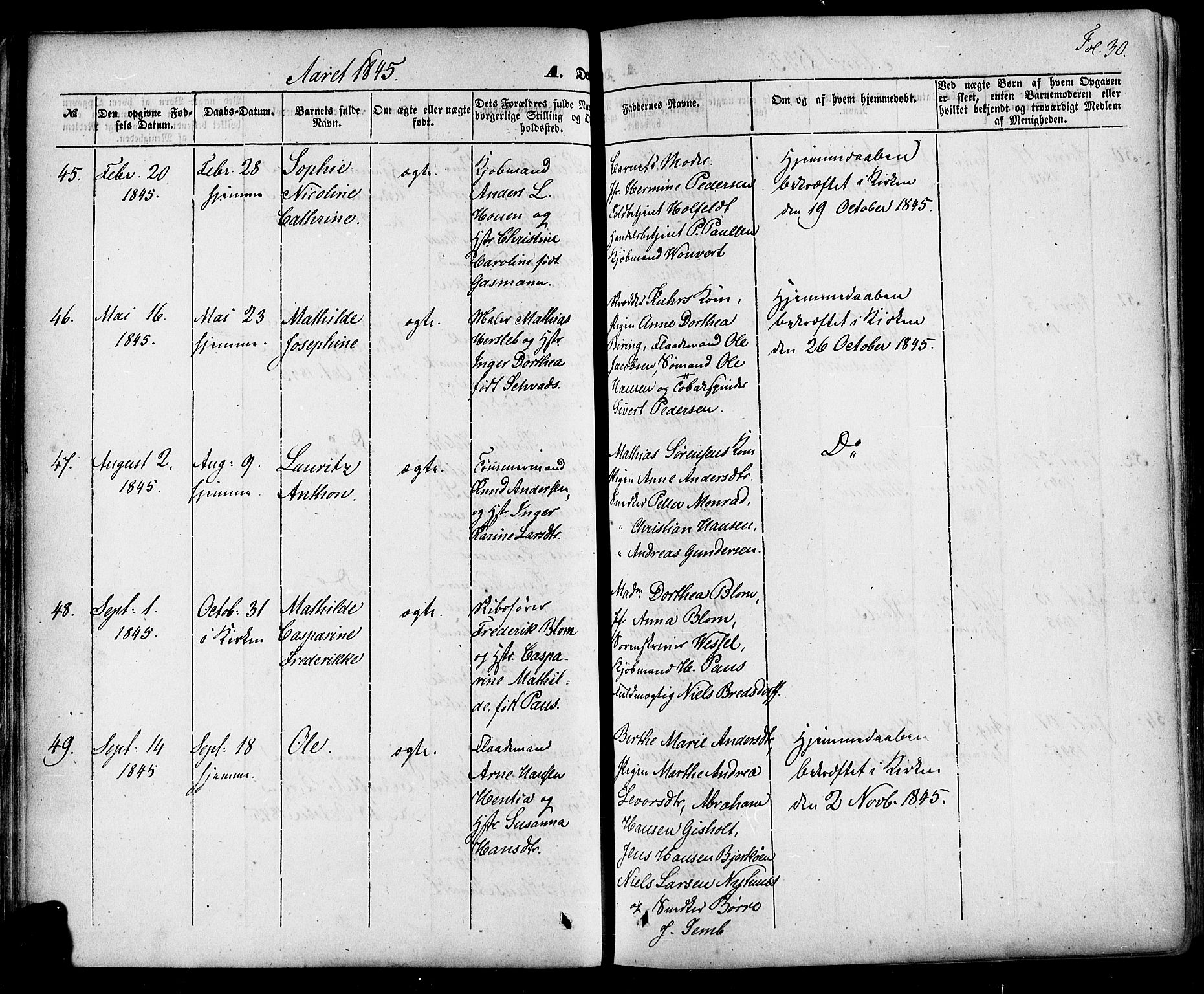 Skien kirkebøker, AV/SAKO-A-302/F/Fa/L0006a: Parish register (official) no. 6A, 1843-1856, p. 30