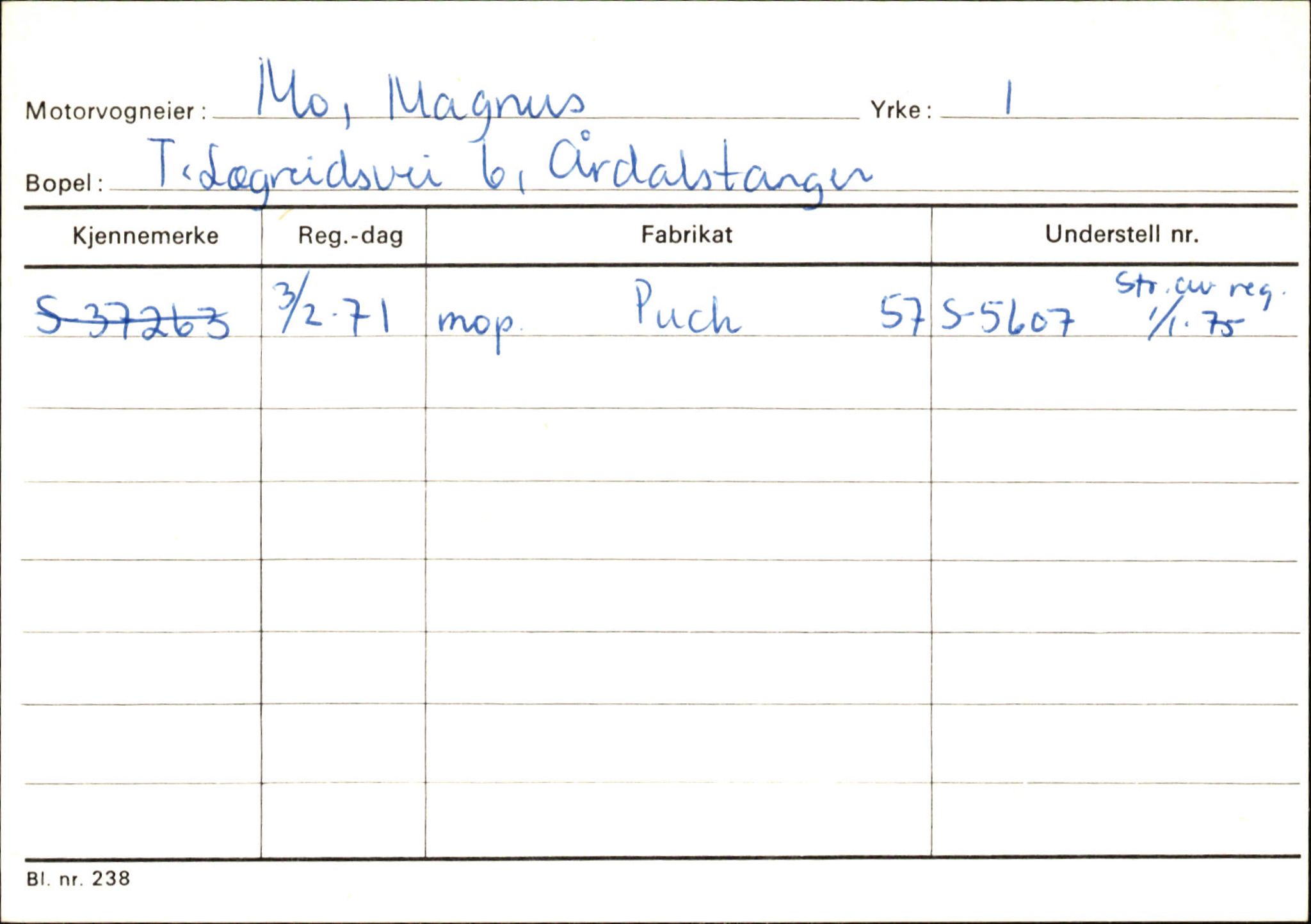 Statens vegvesen, Sogn og Fjordane vegkontor, AV/SAB-A-5301/4/F/L0145: Registerkort Vågsøy S-Å. Årdal I-P, 1945-1975, p. 1746