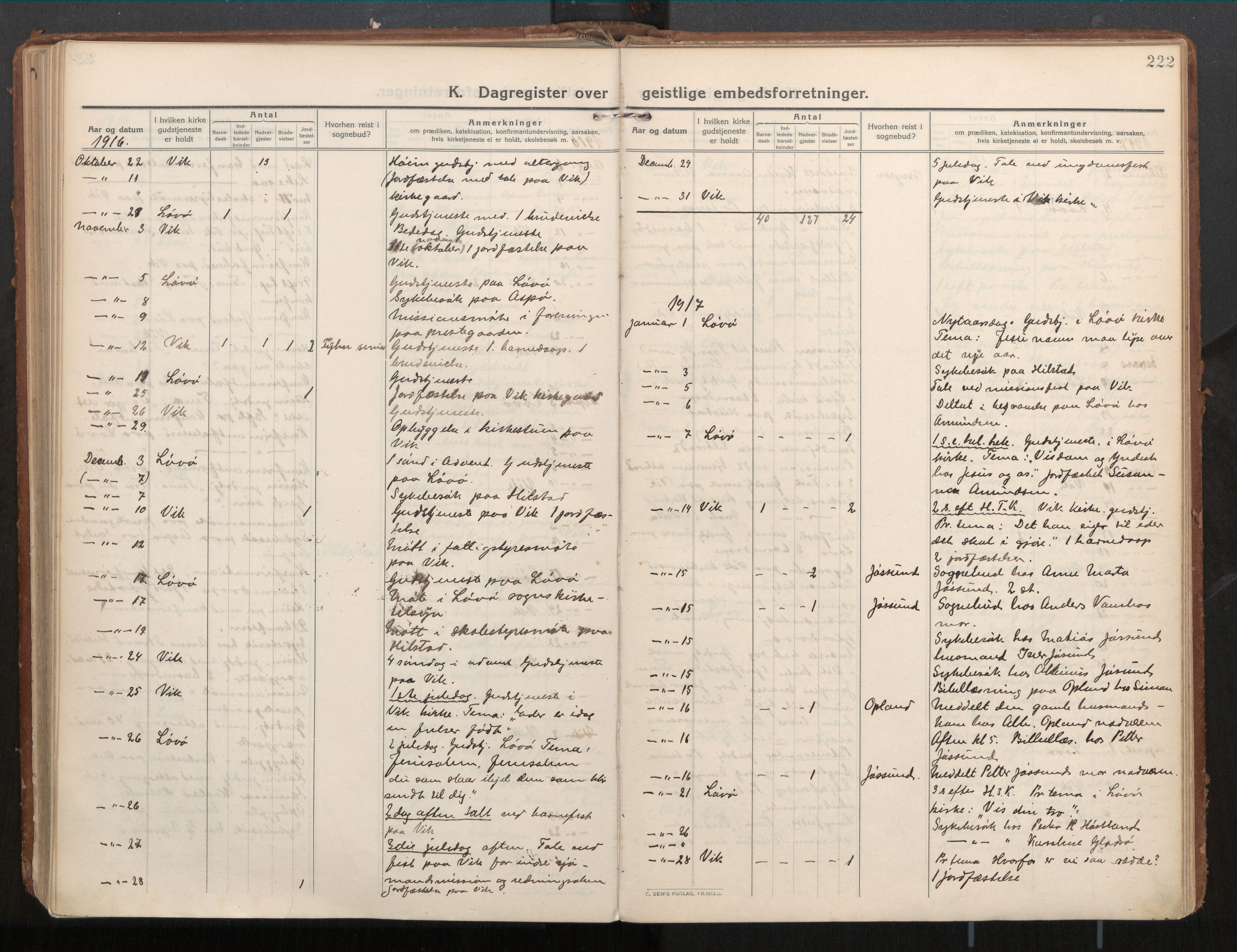 Ministerialprotokoller, klokkerbøker og fødselsregistre - Nord-Trøndelag, AV/SAT-A-1458/771/L0598: Parish register (official) no. 771A05, 1911-1937, p. 222