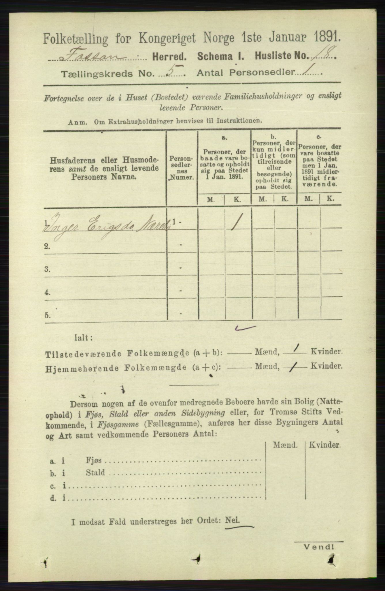 RA, 1891 census for 1129 Forsand, 1891, p. 751