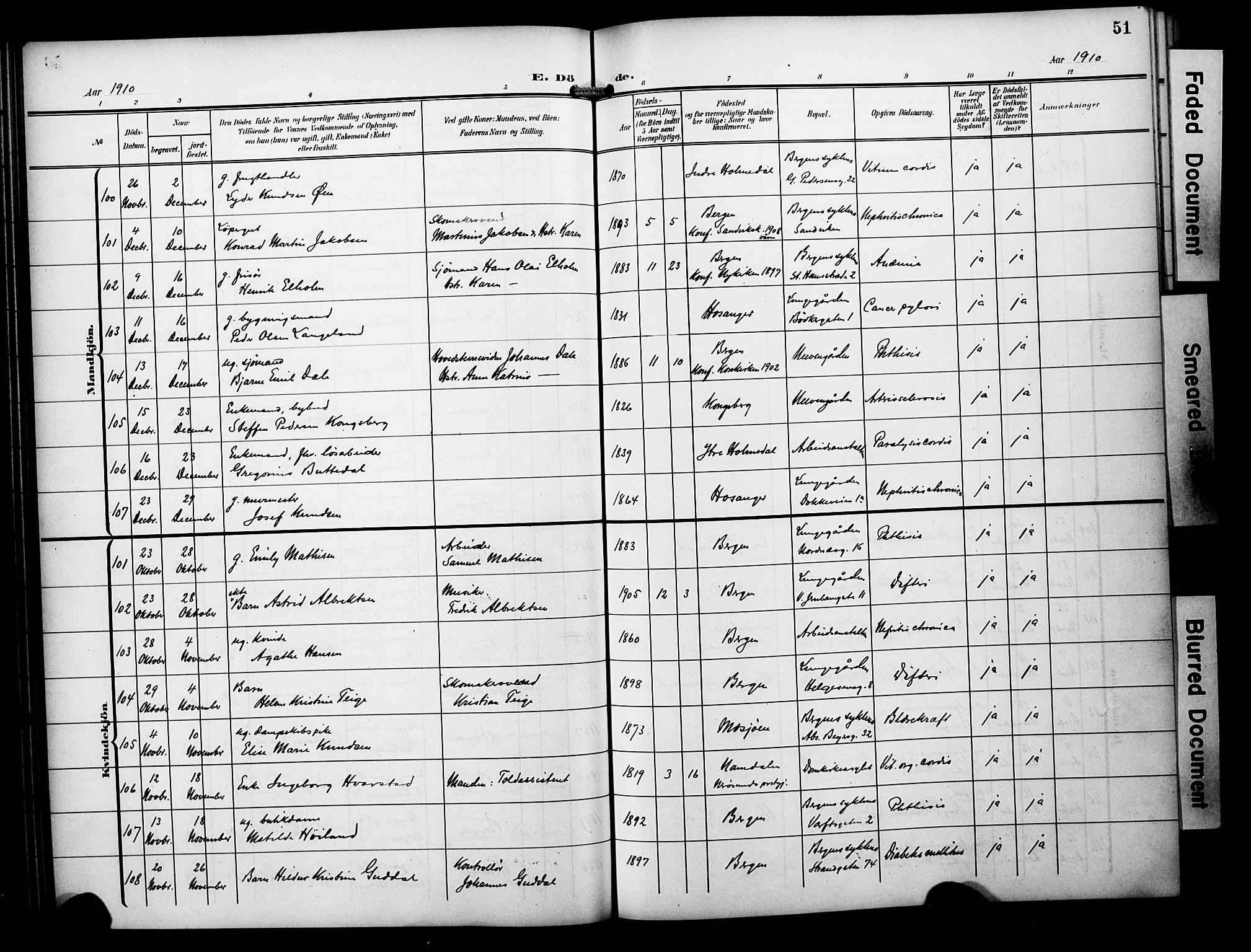 Bergen kommunale pleiehjem - stiftelsespresten, AV/SAB-A-100281: Parish register (official) no. A 6, 1908-1920, p. 51