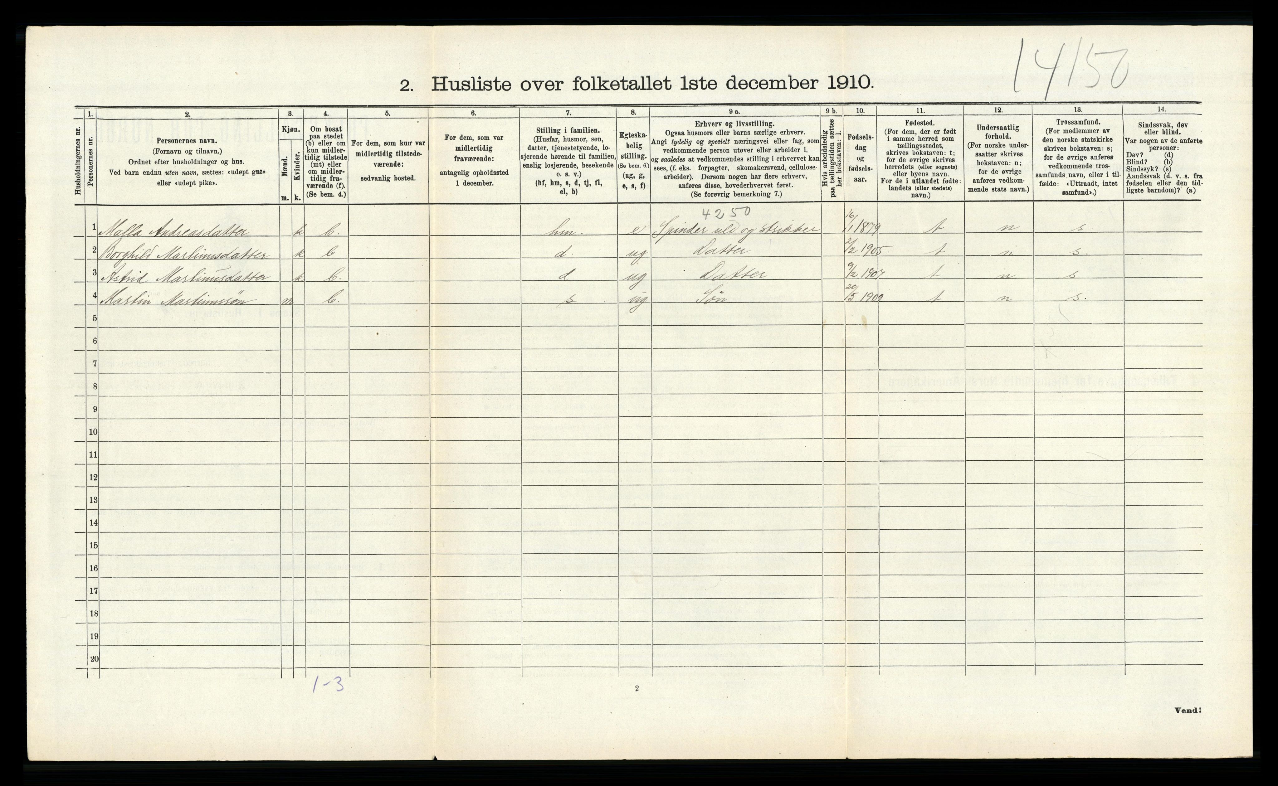 RA, 1910 census for Askøy, 1910, p. 1157