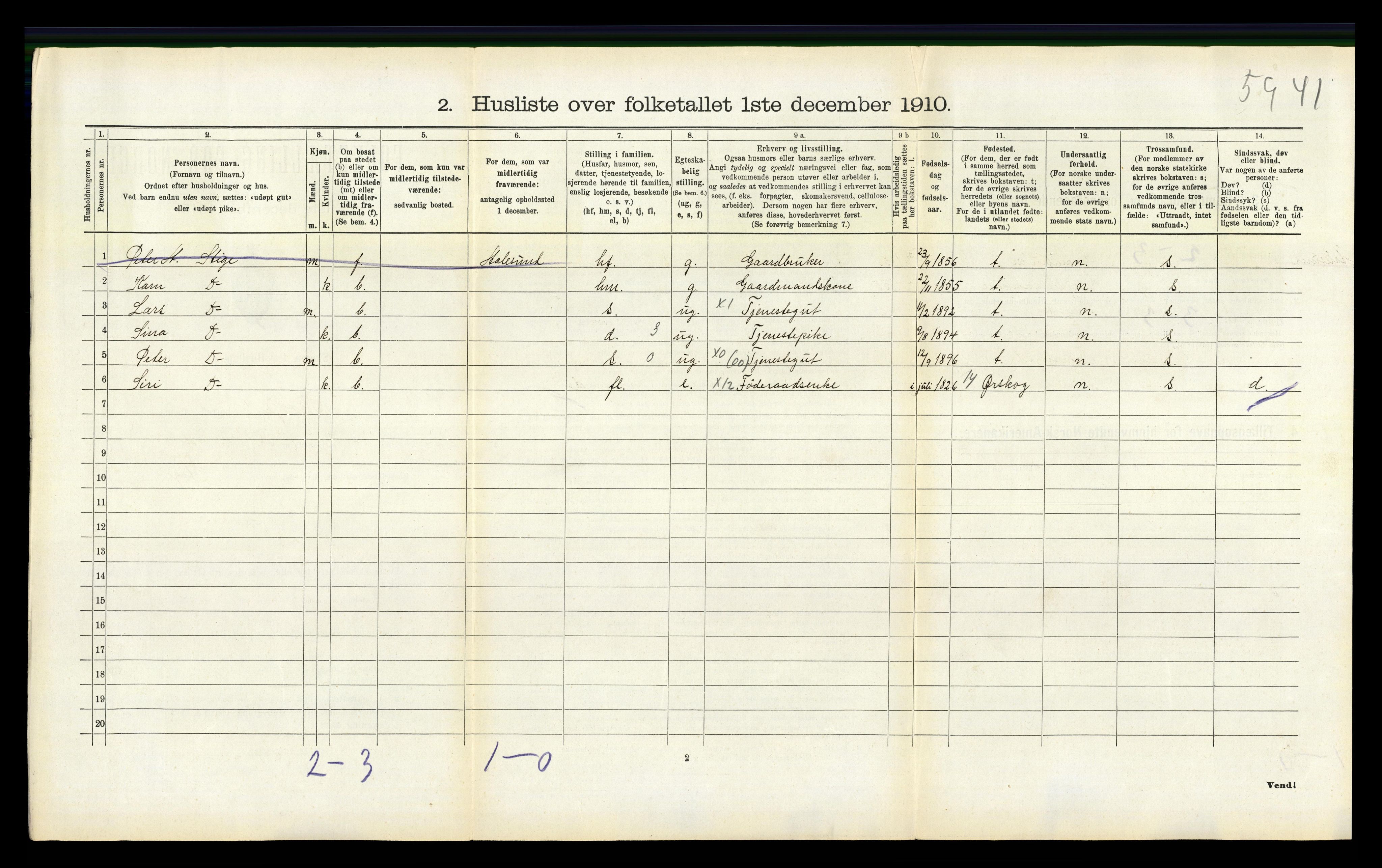 RA, 1910 census for Skodje, 1910, p. 374