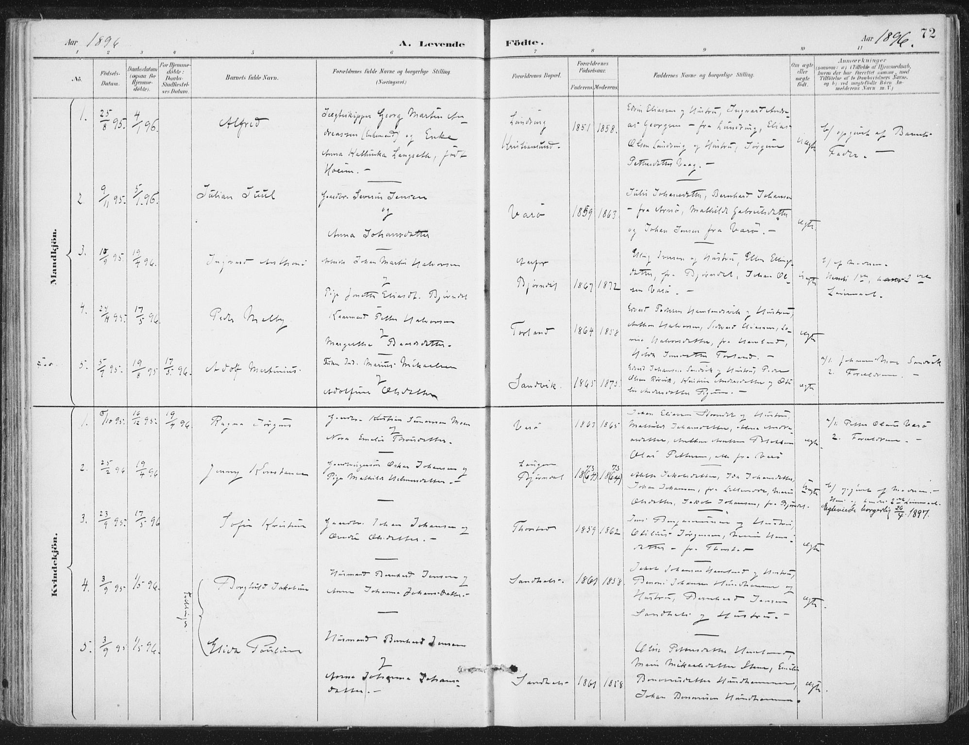 Ministerialprotokoller, klokkerbøker og fødselsregistre - Nord-Trøndelag, SAT/A-1458/784/L0673: Parish register (official) no. 784A08, 1888-1899, p. 72