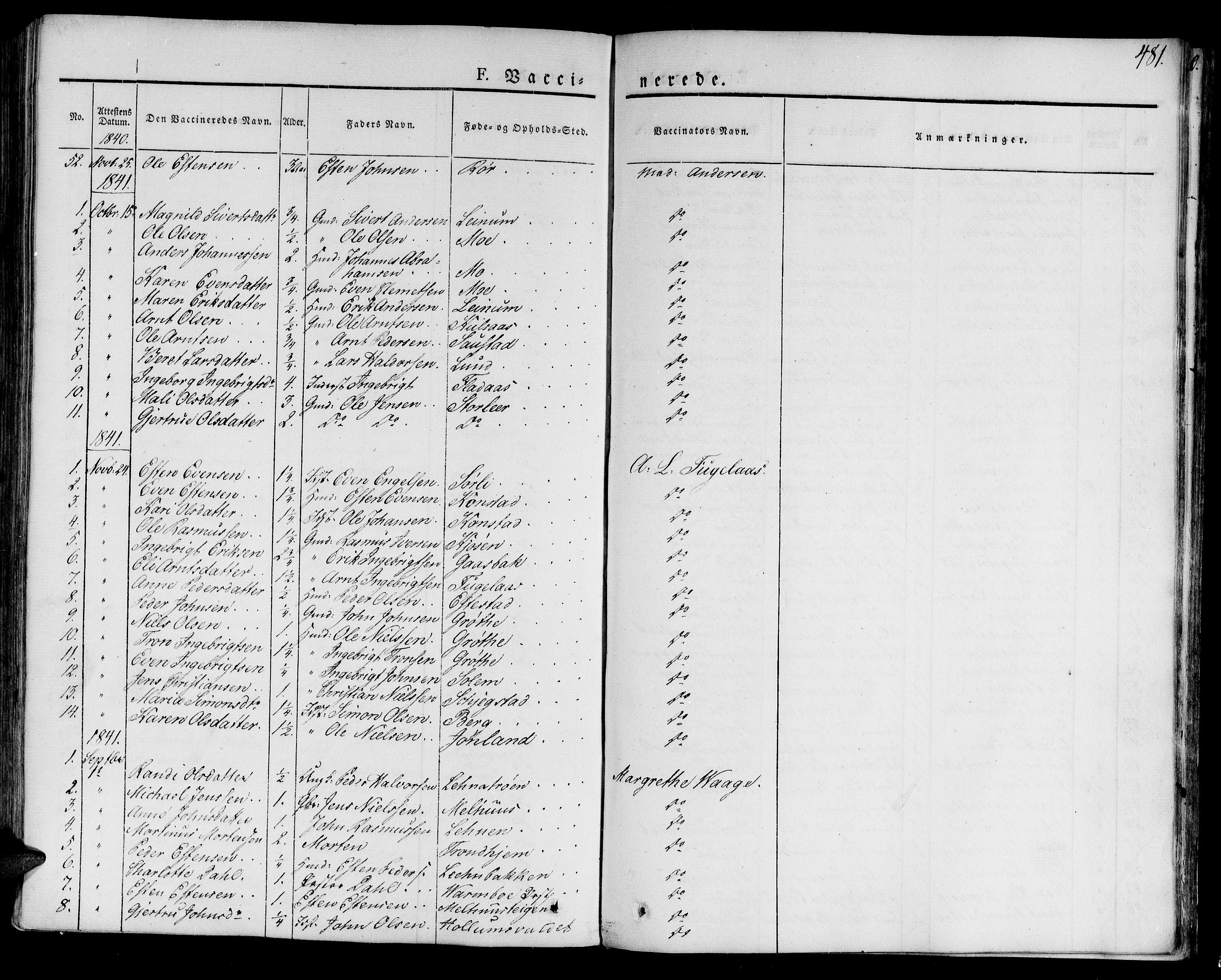 Ministerialprotokoller, klokkerbøker og fødselsregistre - Sør-Trøndelag, SAT/A-1456/691/L1070: Parish register (official) no. 691A05 /1, 1826-1841, p. 481