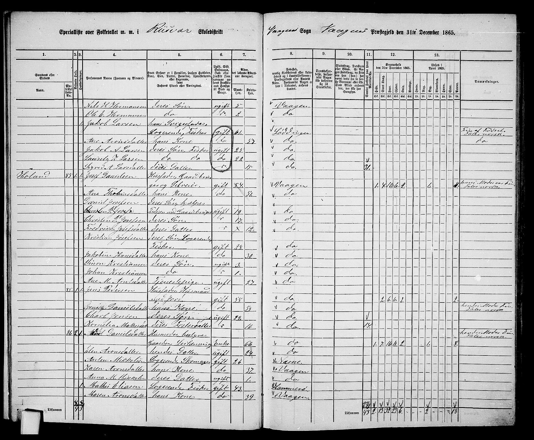 RA, 1865 census for Vågan, 1865, p. 11