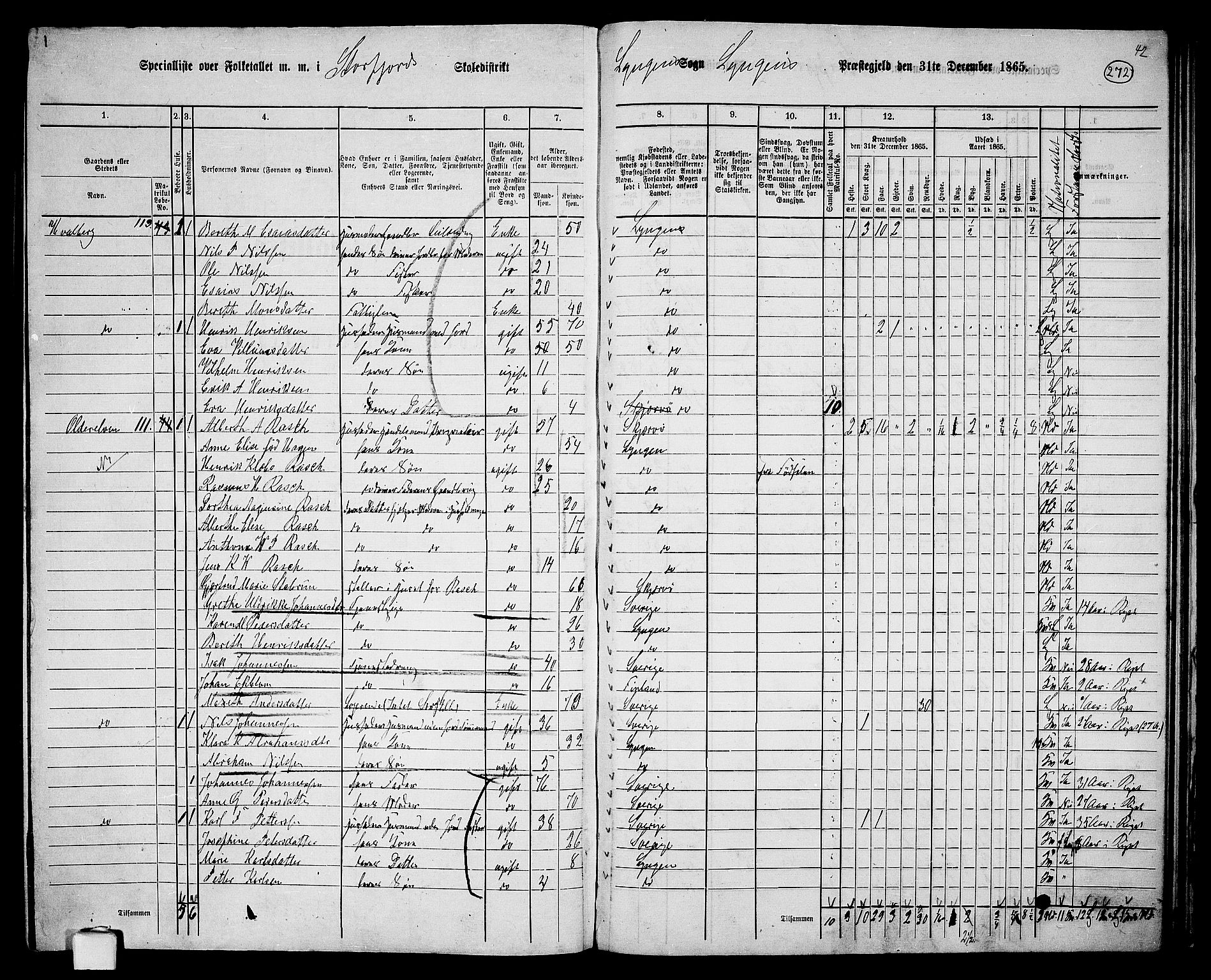 RA, 1865 census for Lyngen, 1865, p. 100