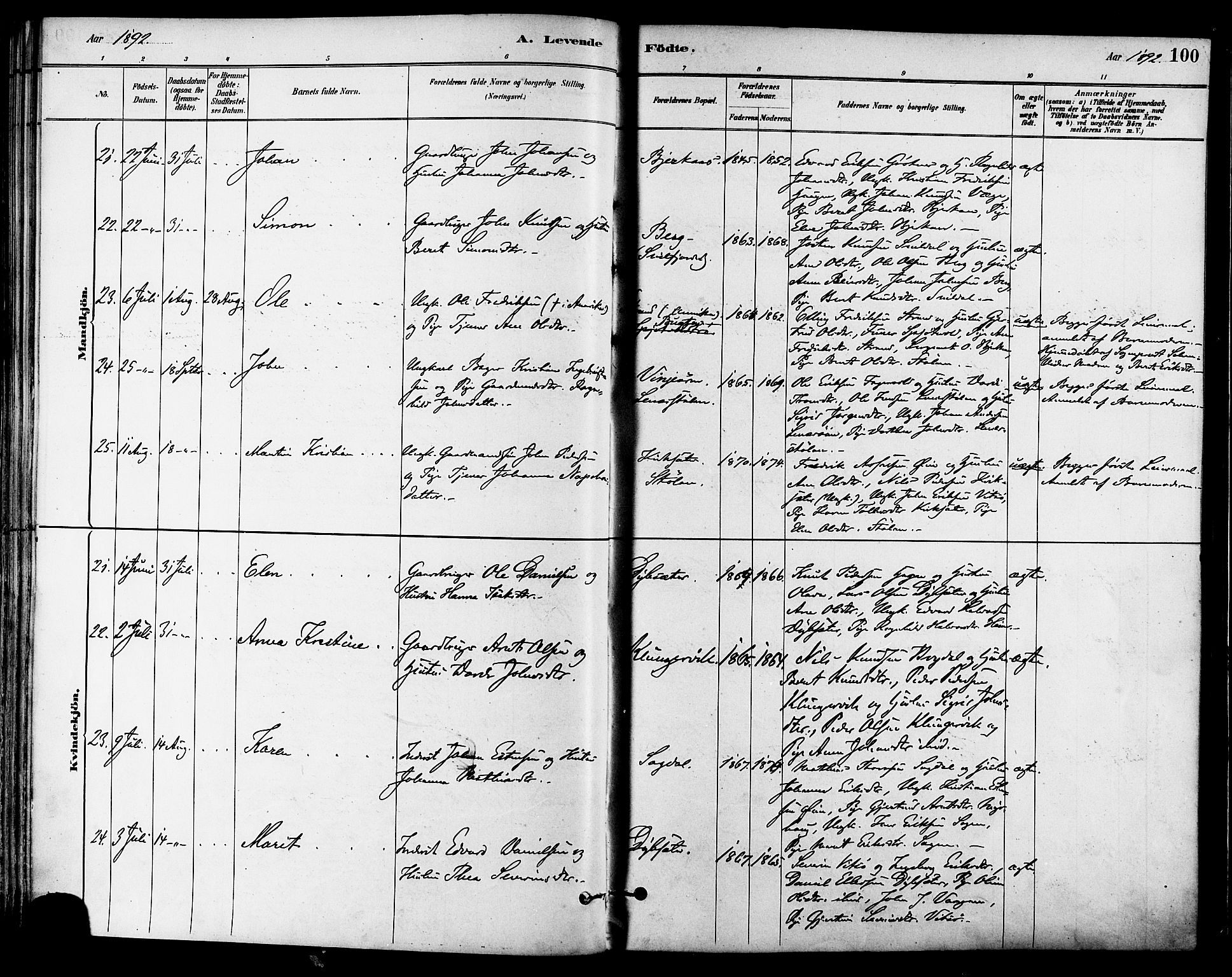 Ministerialprotokoller, klokkerbøker og fødselsregistre - Sør-Trøndelag, AV/SAT-A-1456/630/L0496: Parish register (official) no. 630A09, 1879-1895, p. 100