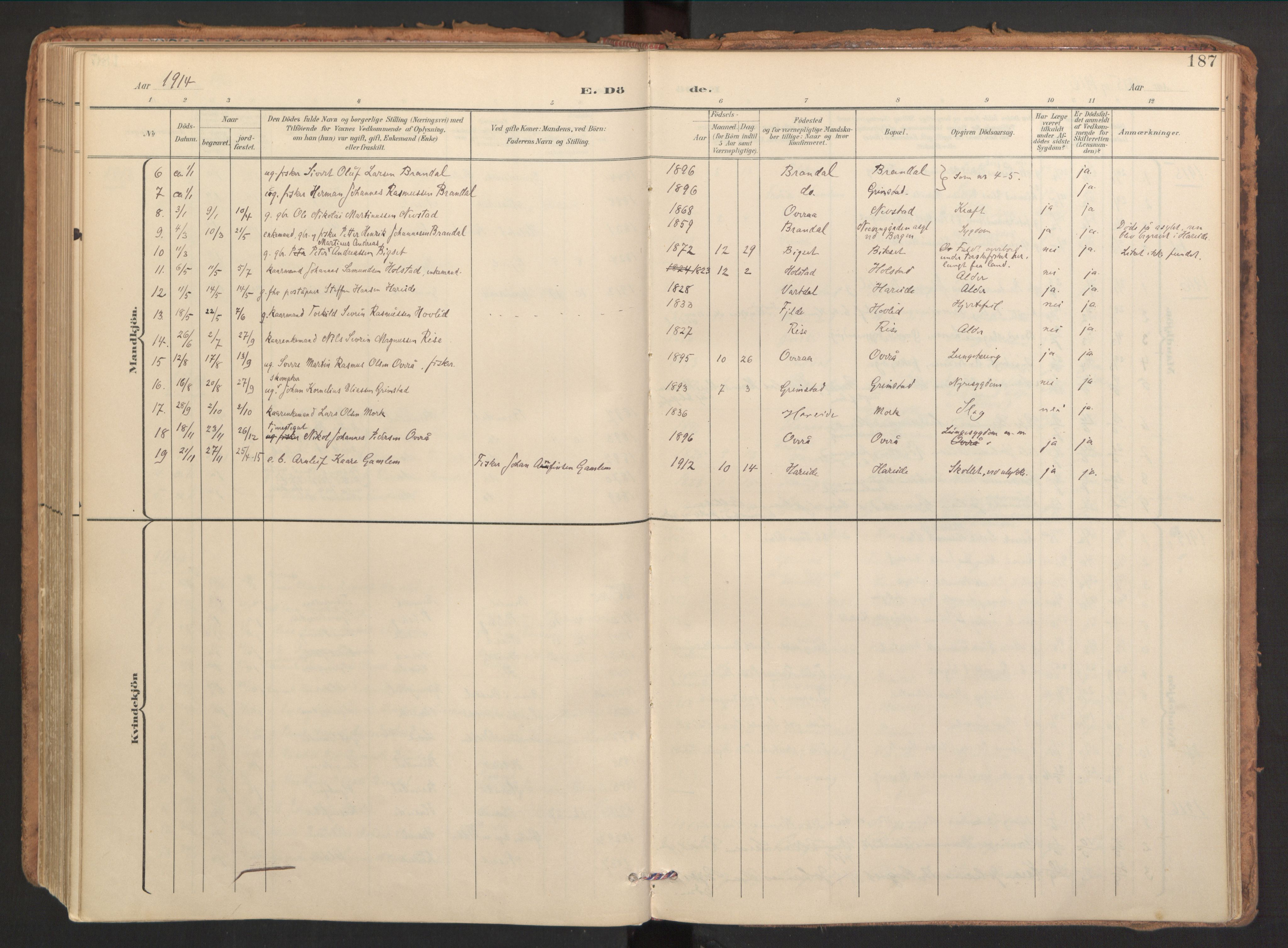 Ministerialprotokoller, klokkerbøker og fødselsregistre - Møre og Romsdal, AV/SAT-A-1454/510/L0123: Parish register (official) no. 510A03, 1898-1922, p. 187