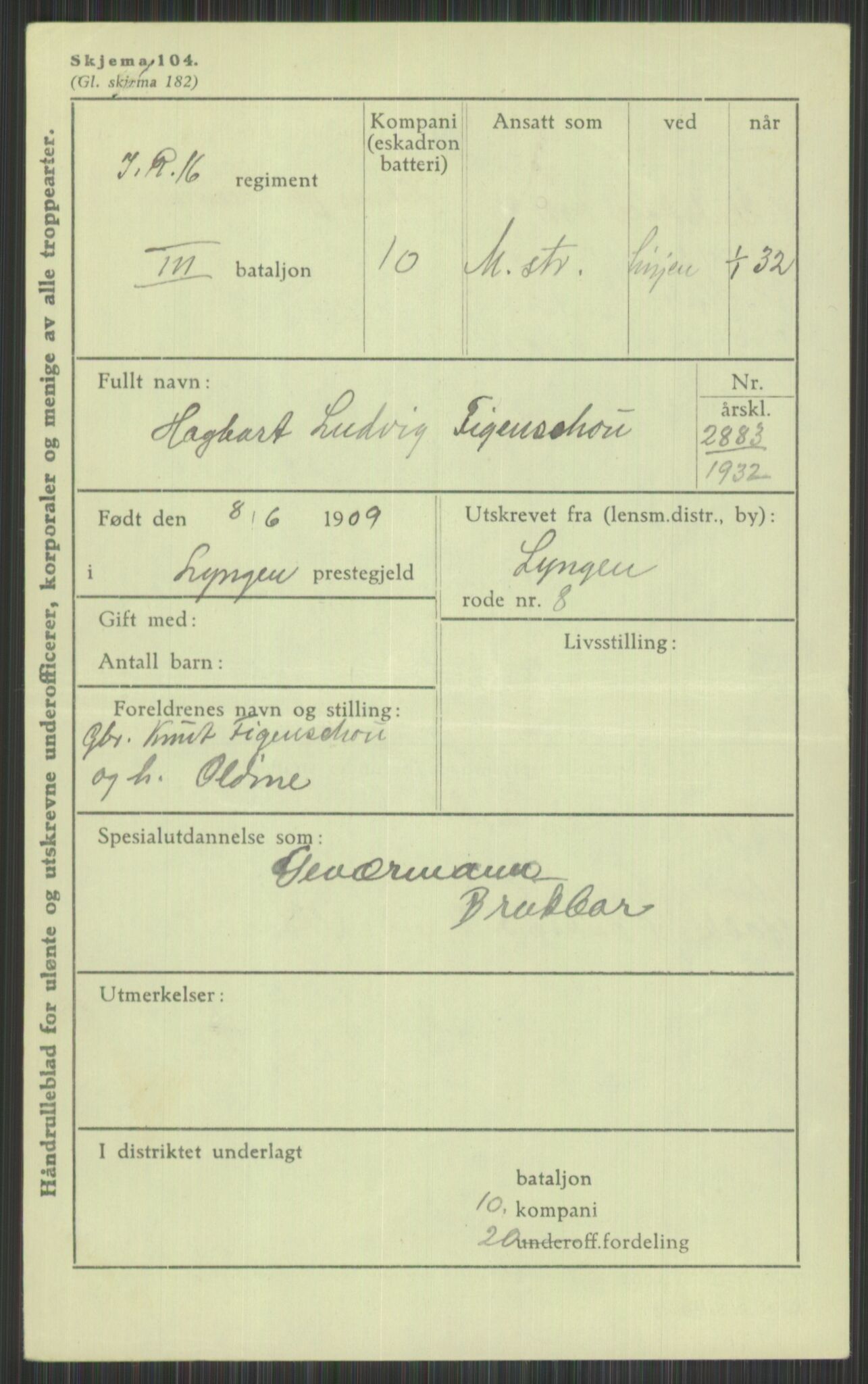 Forsvaret, Troms infanteriregiment nr. 16, AV/RA-RAFA-3146/P/Pa/L0016: Rulleblad for regimentets menige mannskaper, årsklasse 1932, 1932, p. 307