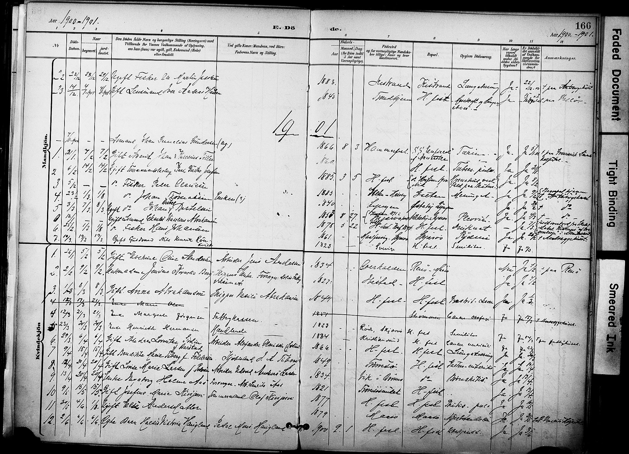 Hammerfest sokneprestkontor, SATØ/S-1347/H/Ha/L0010.kirke: Parish register (official) no. 10, 1898-1905, p. 166