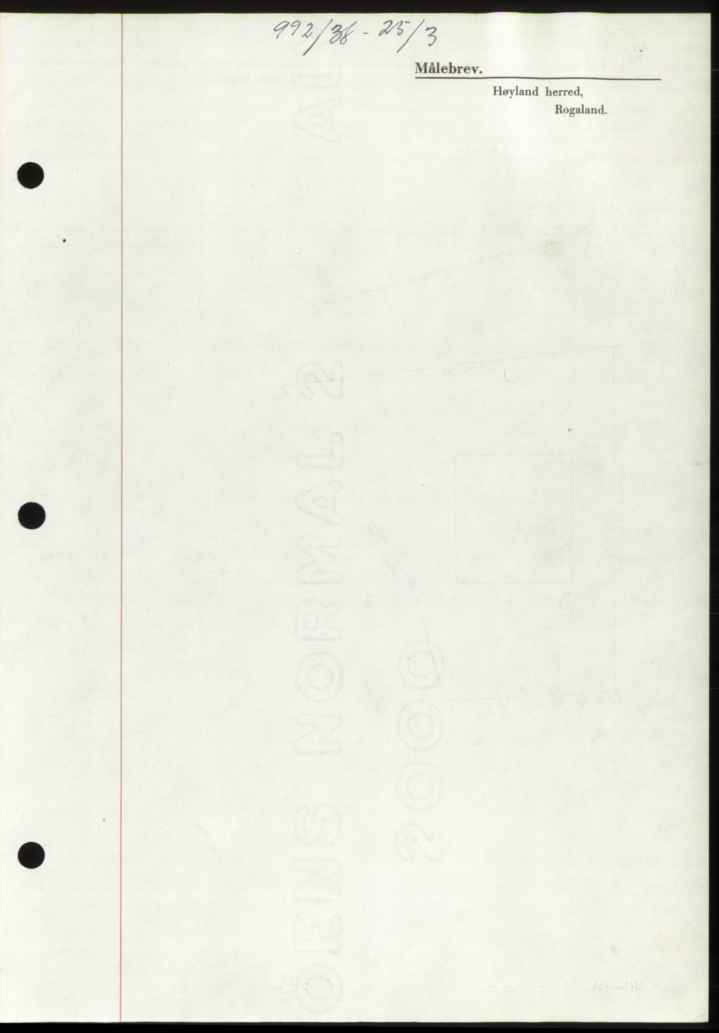 Jæren sorenskriveri, SAST/A-100310/03/G/Gba/L0070: Mortgage book, 1938-1938, Diary no: : 992/1938