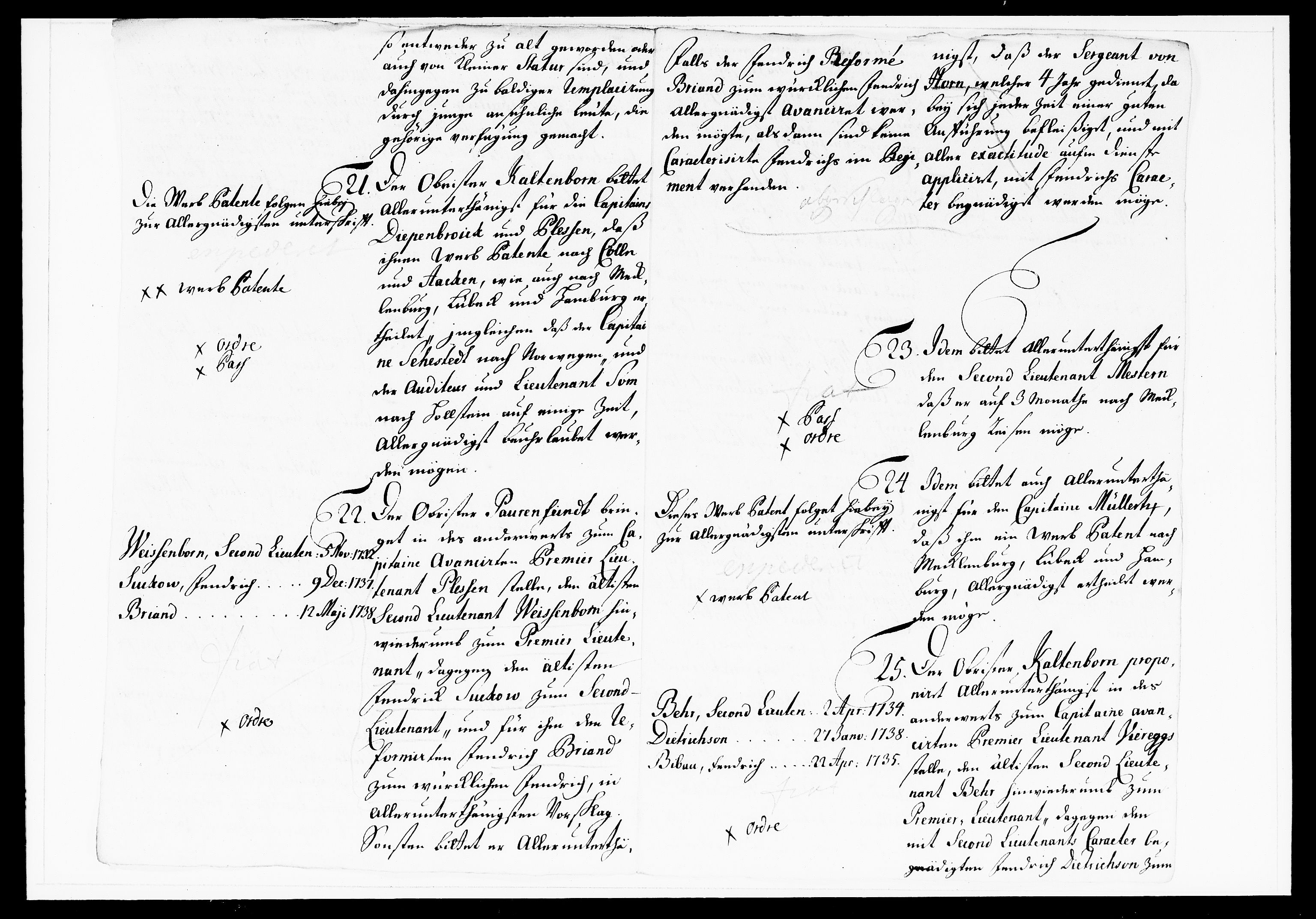 Krigskollegiet, Krigskancelliet, DRA/A-0006/-/1143-1150: Refererede sager, 1738, p. 238