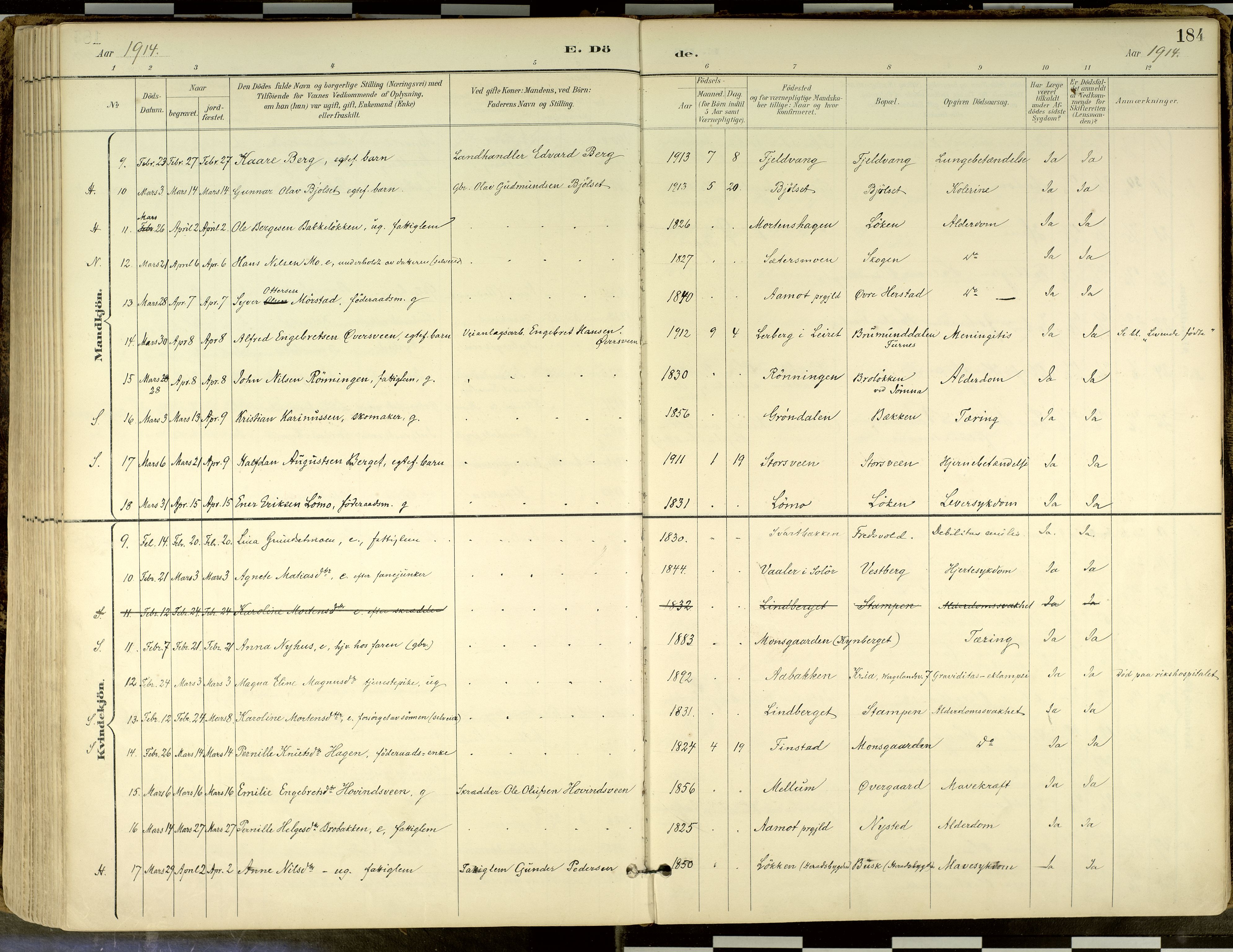 Elverum prestekontor, SAH/PREST-044/H/Ha/Haa/L0018: Parish register (official) no. 18, 1894-1914, p. 184