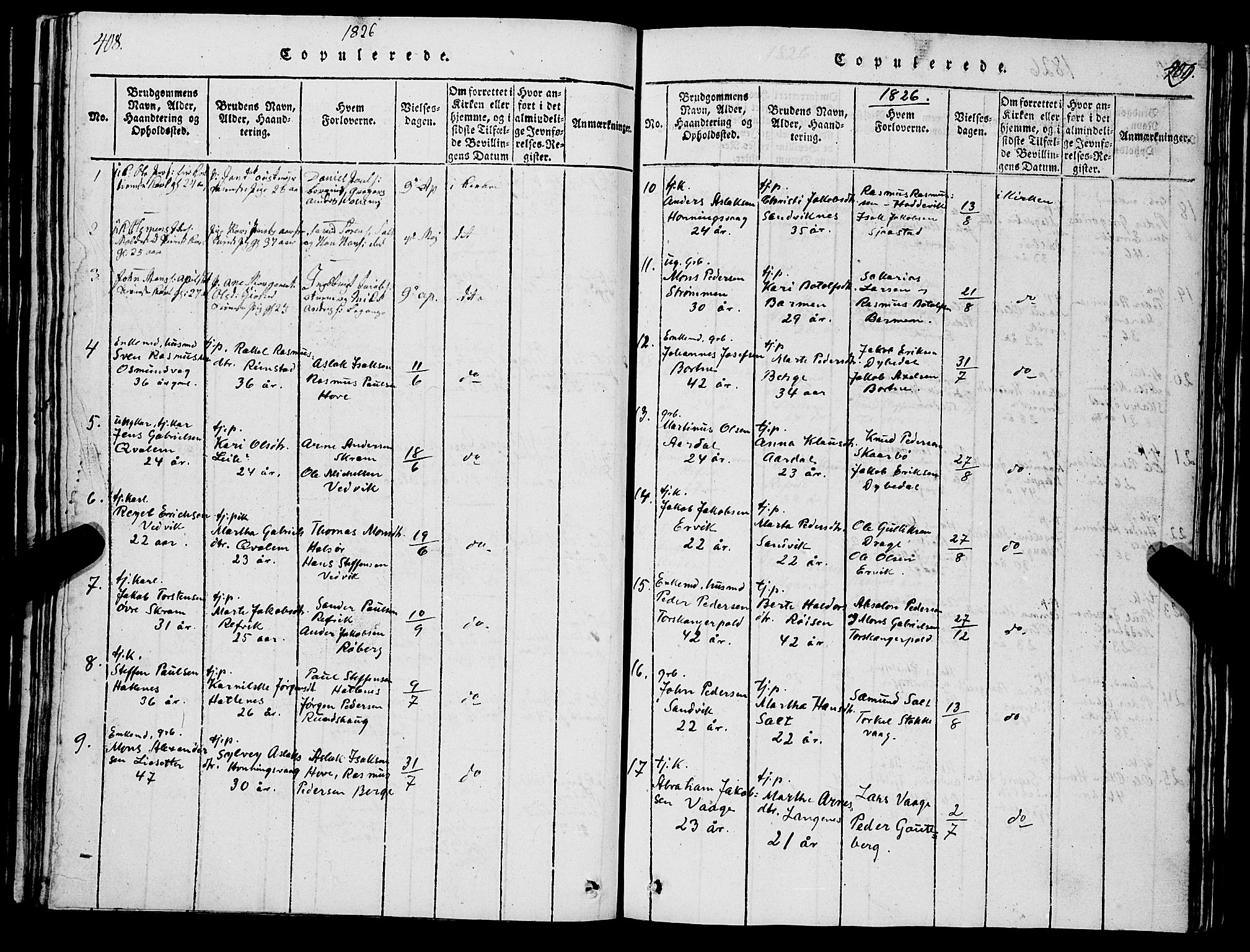 Selje sokneprestembete, AV/SAB-A-99938/H/Ha/Hab/Haba: Parish register (copy) no. A 1, 1816-1828, p. 408-409