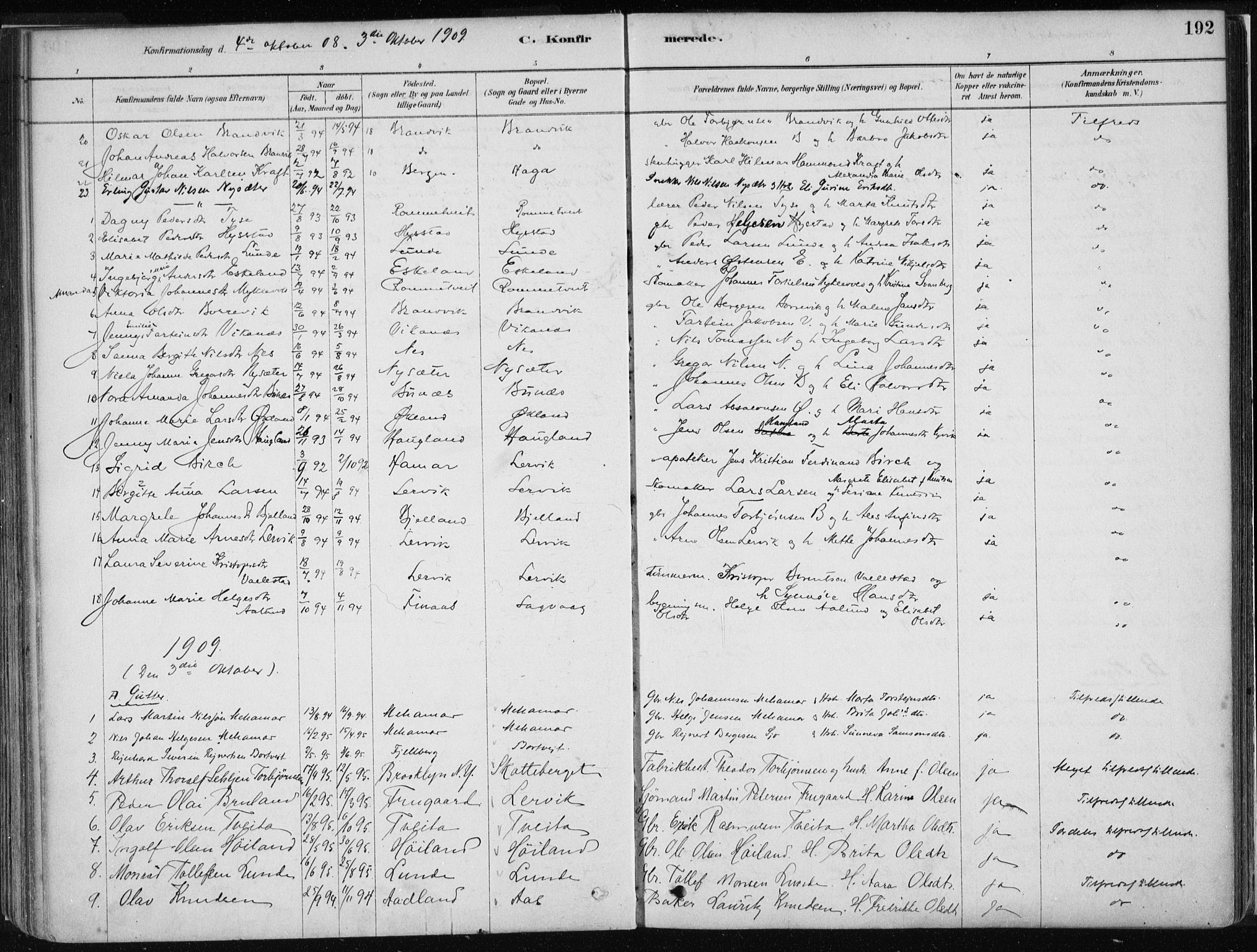 Stord sokneprestembete, SAB/A-78201/H/Haa: Parish register (official) no. B 2, 1878-1913, p. 192