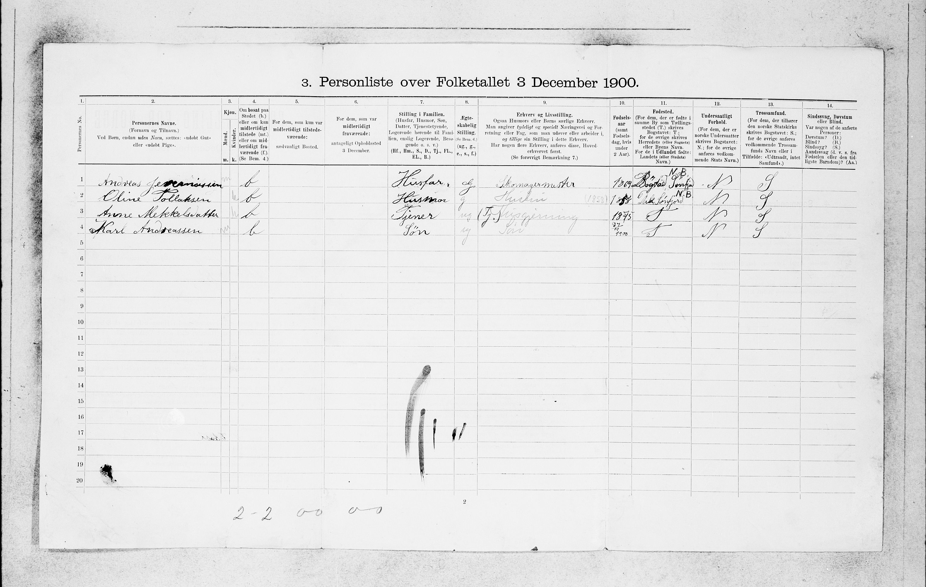 SAB, 1900 census for Bergen, 1900, p. 14290