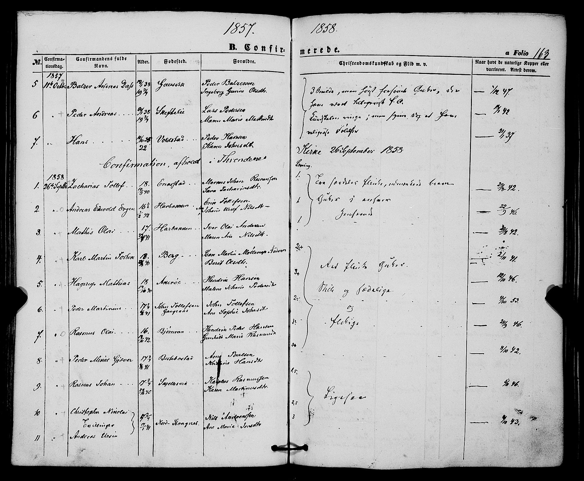 Trondenes sokneprestkontor, AV/SATØ-S-1319/H/Ha/L0011kirke: Parish register (official) no. 11, 1853-1862, p. 163