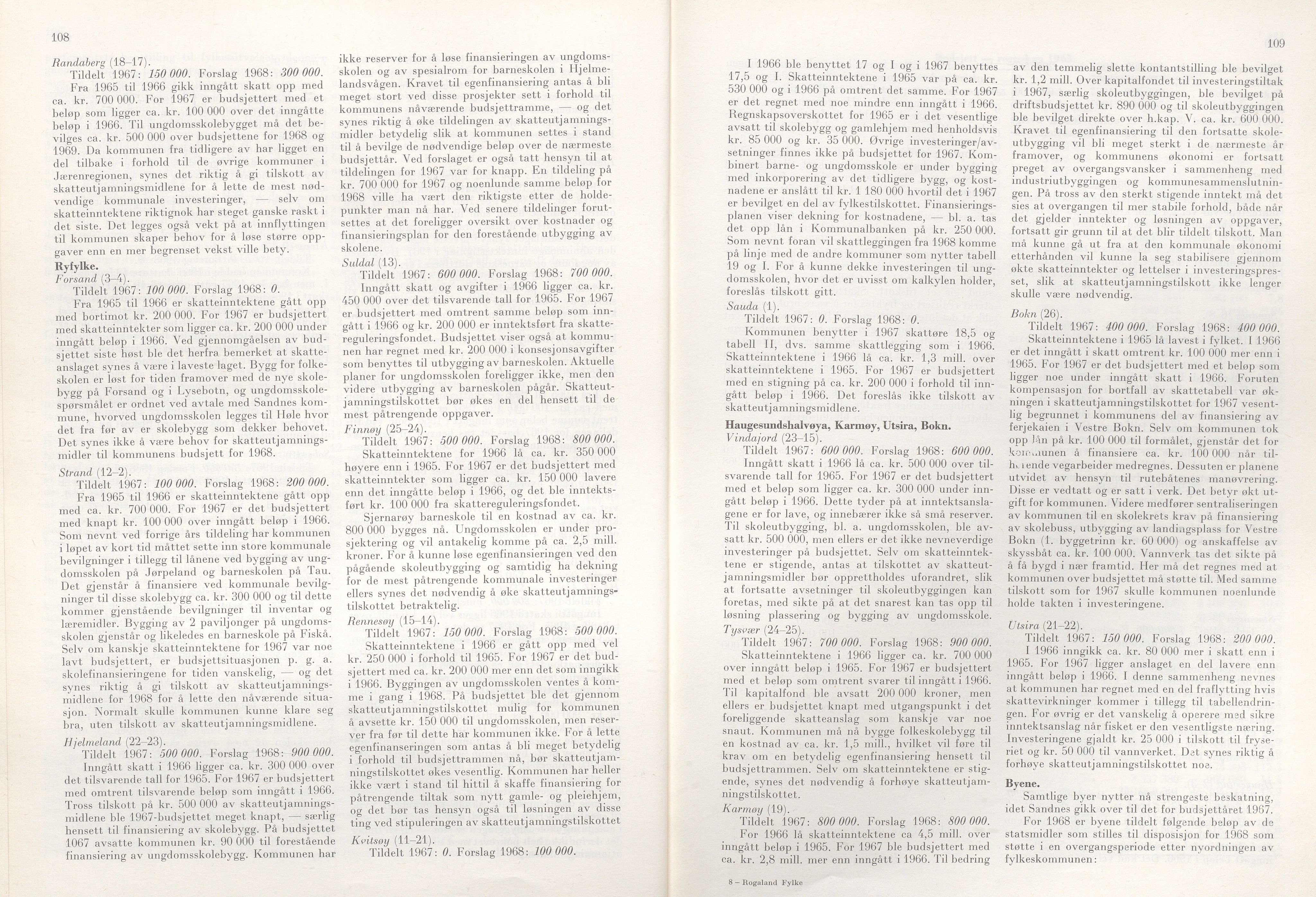 Rogaland fylkeskommune - Fylkesrådmannen , IKAR/A-900/A/Aa/Aaa/L0087: Møtebok , 1967, p. 108-109