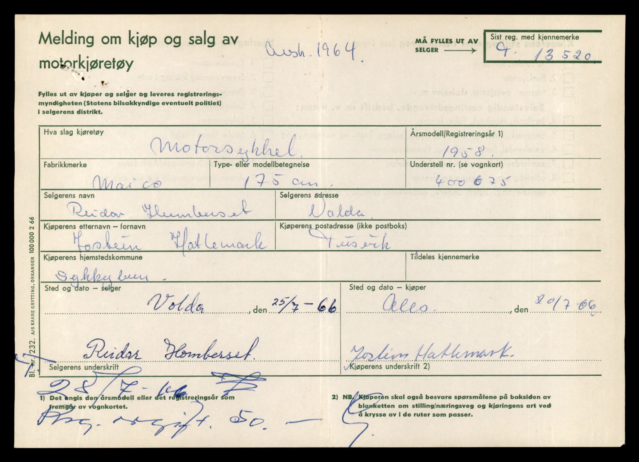 Møre og Romsdal vegkontor - Ålesund trafikkstasjon, AV/SAT-A-4099/F/Fe/L0039: Registreringskort for kjøretøy T 13361 - T 13530, 1927-1998, p. 2807