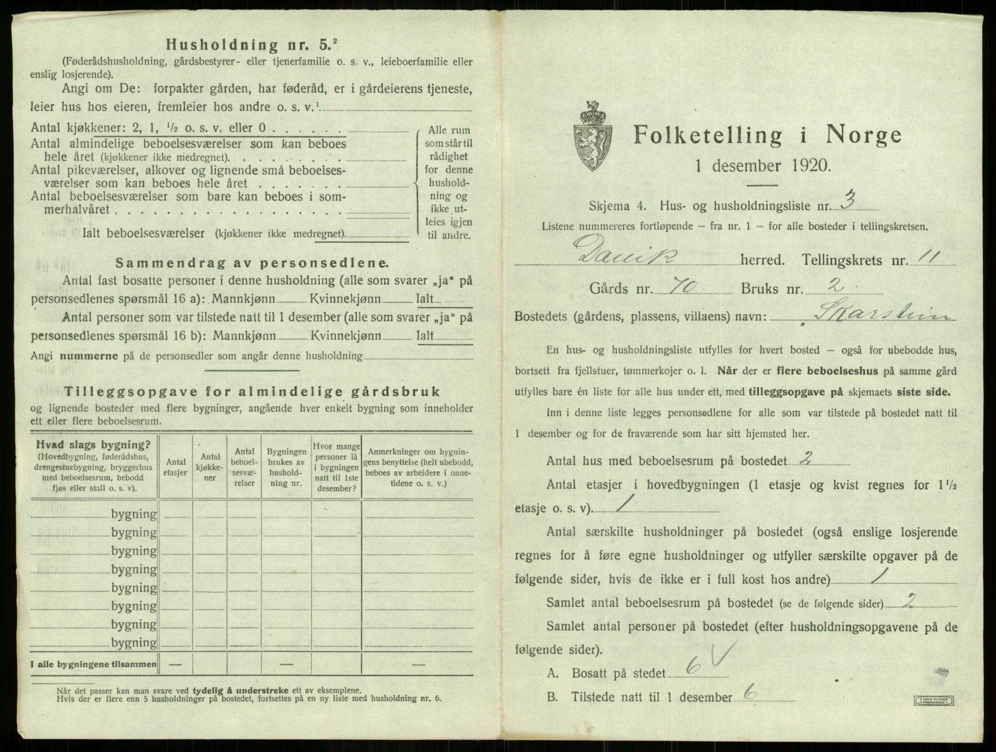 SAB, 1920 census for Davik, 1920, p. 736