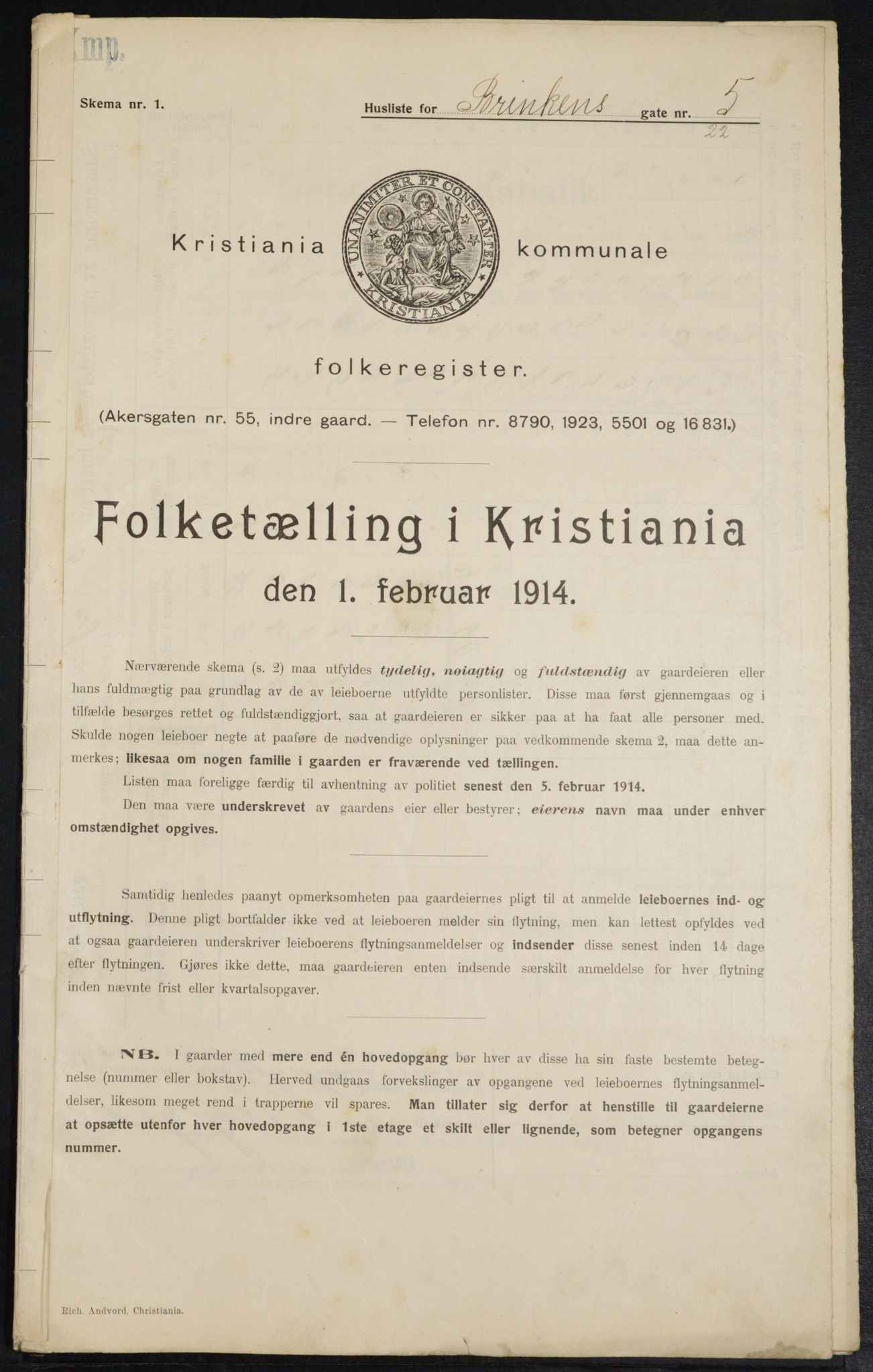 OBA, Municipal Census 1914 for Kristiania, 1914, p. 8805