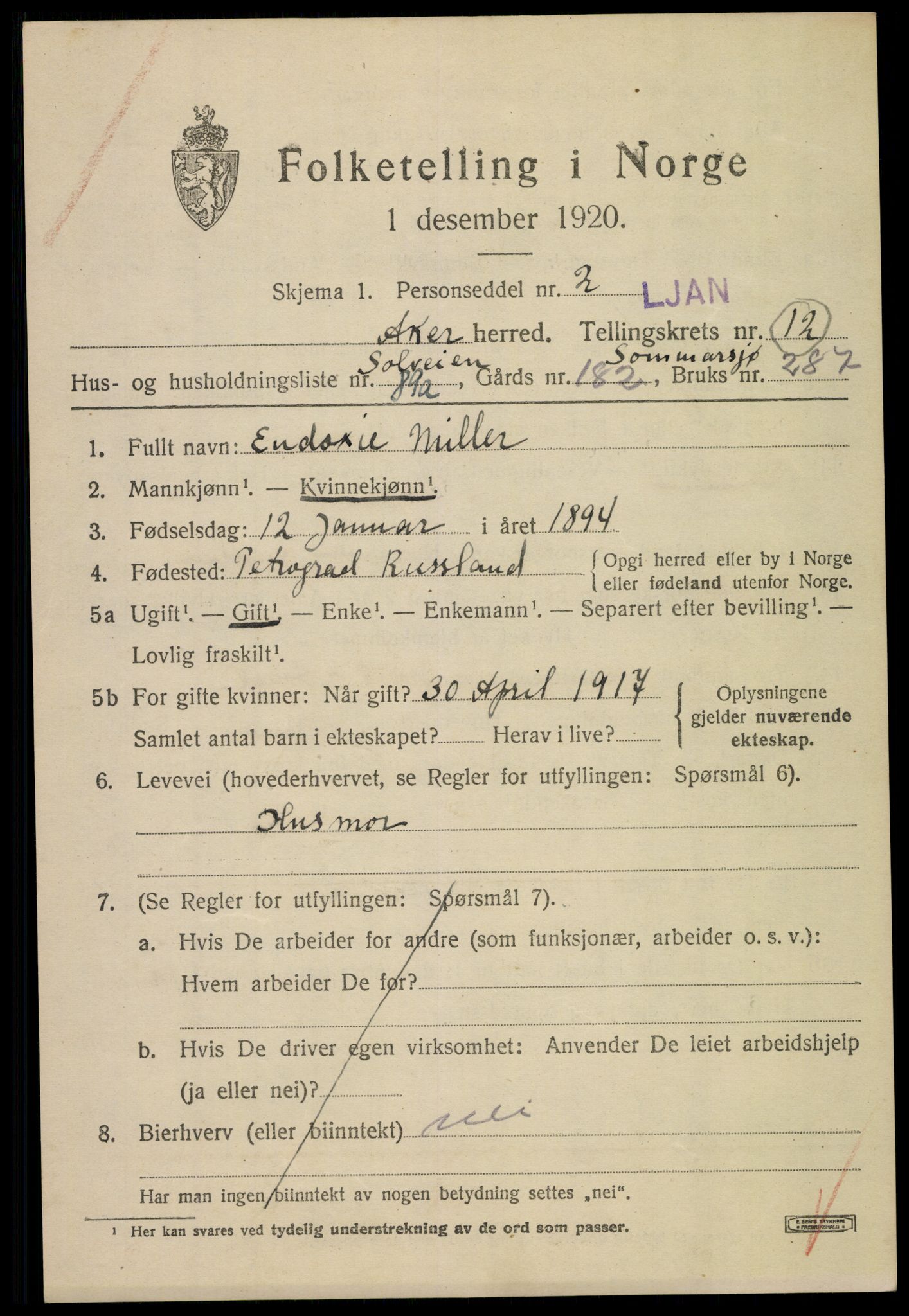 SAO, 1920 census for Aker, 1920, p. 75288