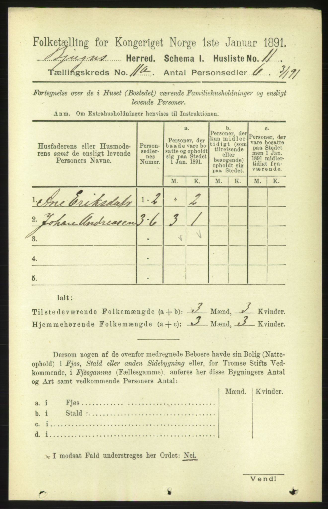 RA, 1891 census for 1627 Bjugn, 1891, p. 3066