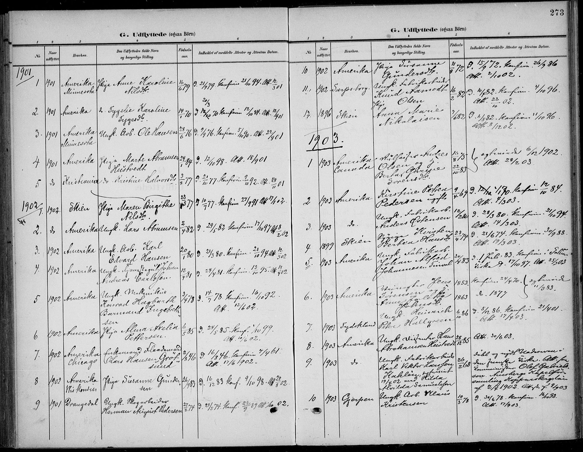 Solum kirkebøker, AV/SAKO-A-306/F/Fb/L0003: Parish register (official) no. II 3, 1901-1912, p. 273