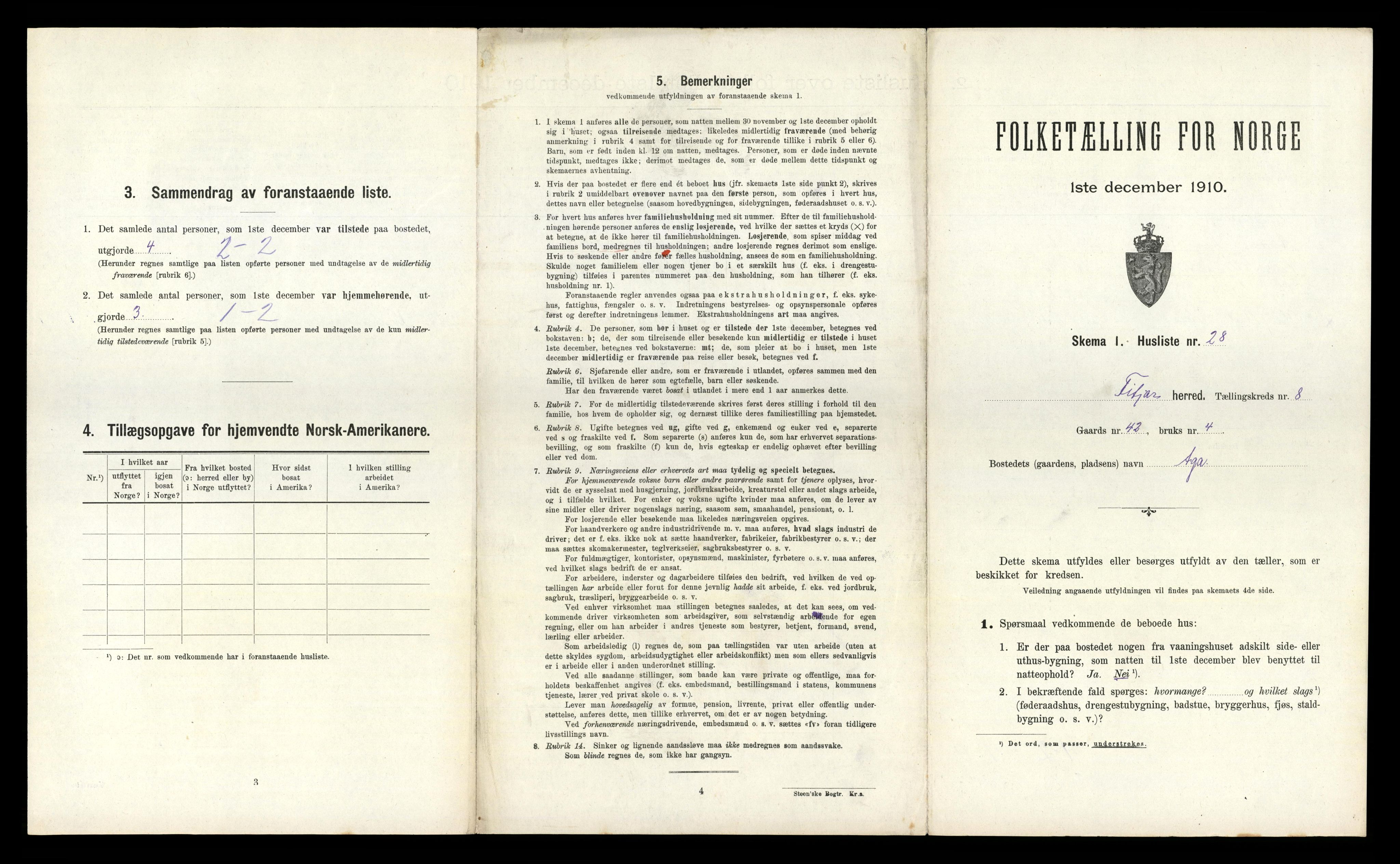 RA, 1910 census for Fitjar, 1910, p. 507