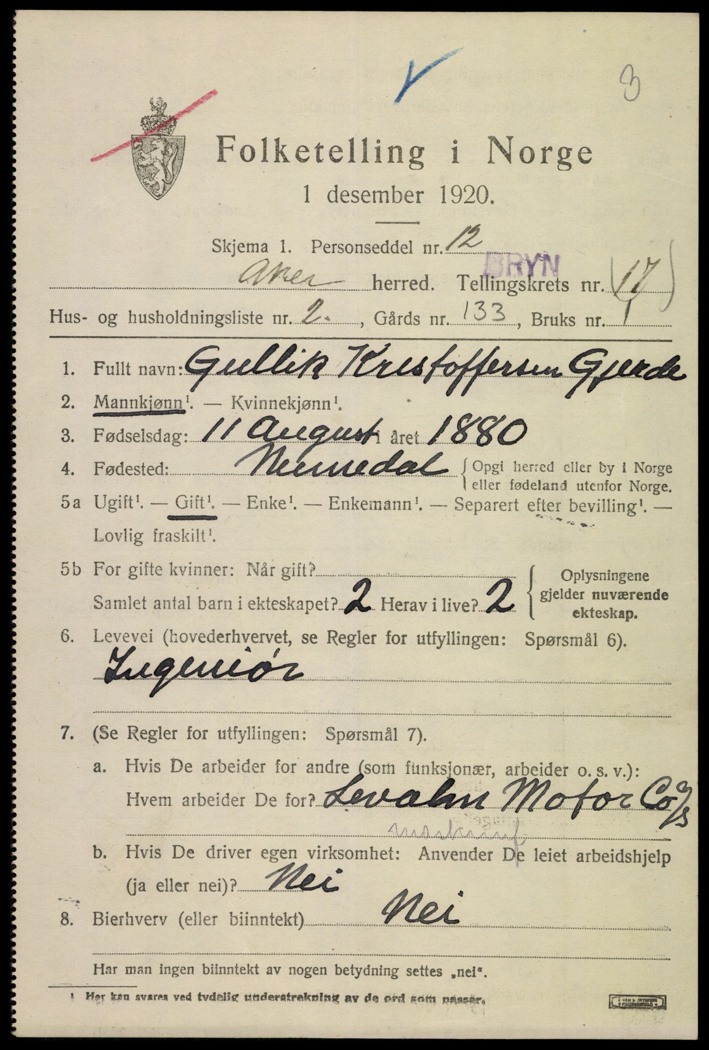 SAO, 1920 census for Aker, 1920, p. 99860