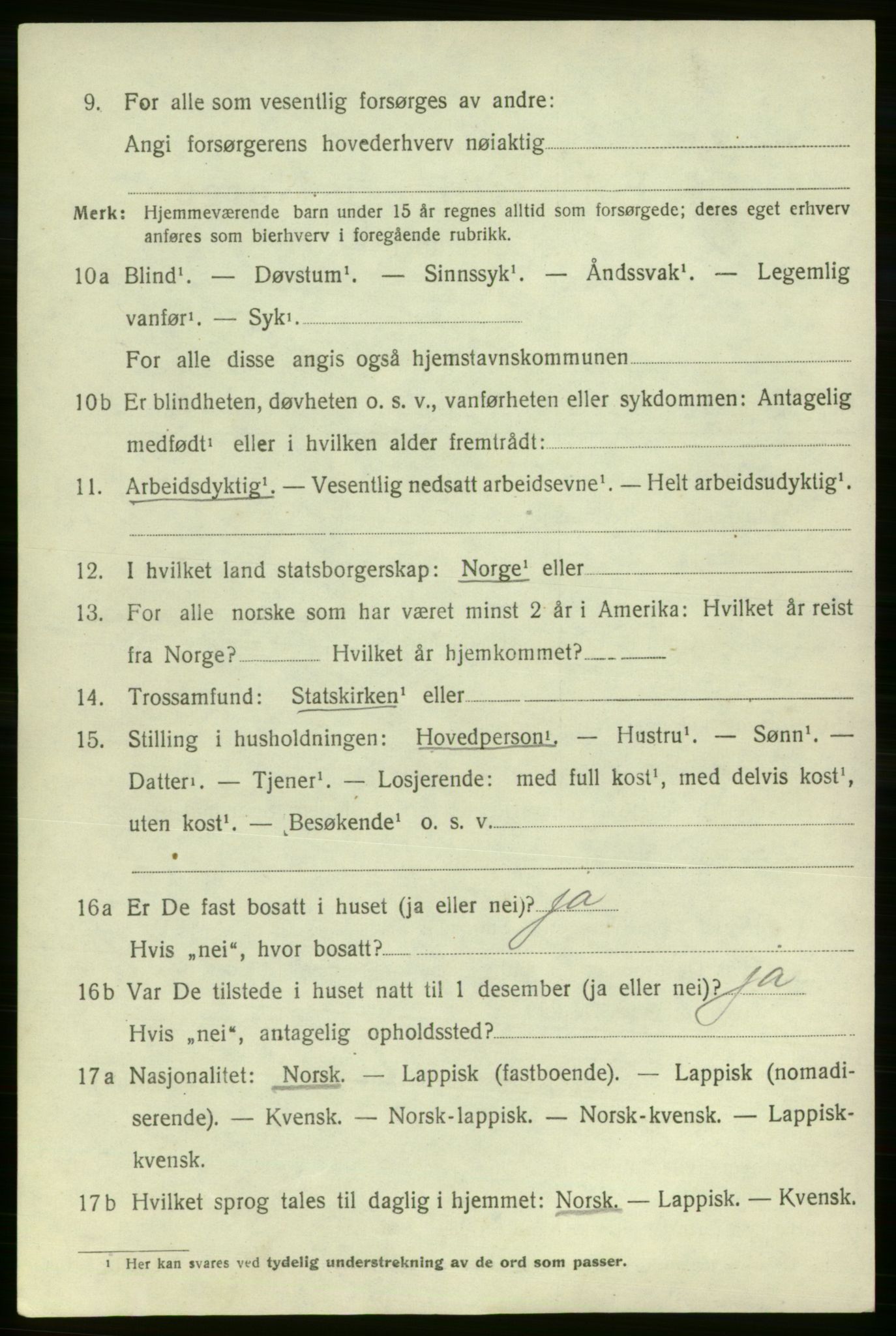 SATØ, 1920 census for Lebesby, 1920, p. 2424