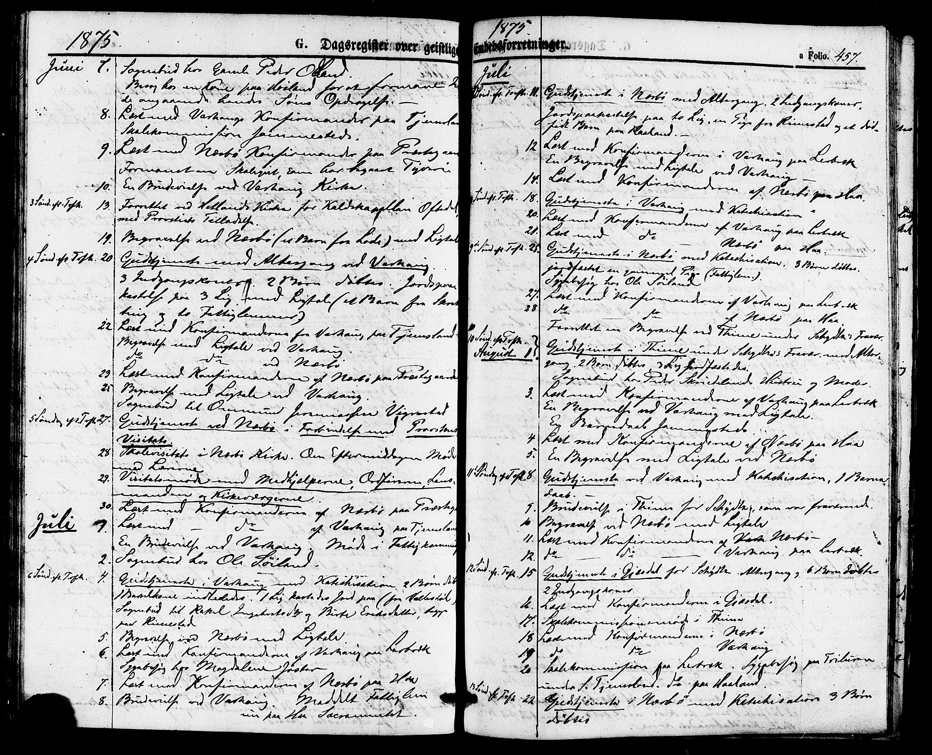 Hå sokneprestkontor, AV/SAST-A-101801/001/30BA/L0009: Parish register (official) no. A 8, 1855-1878, p. 457