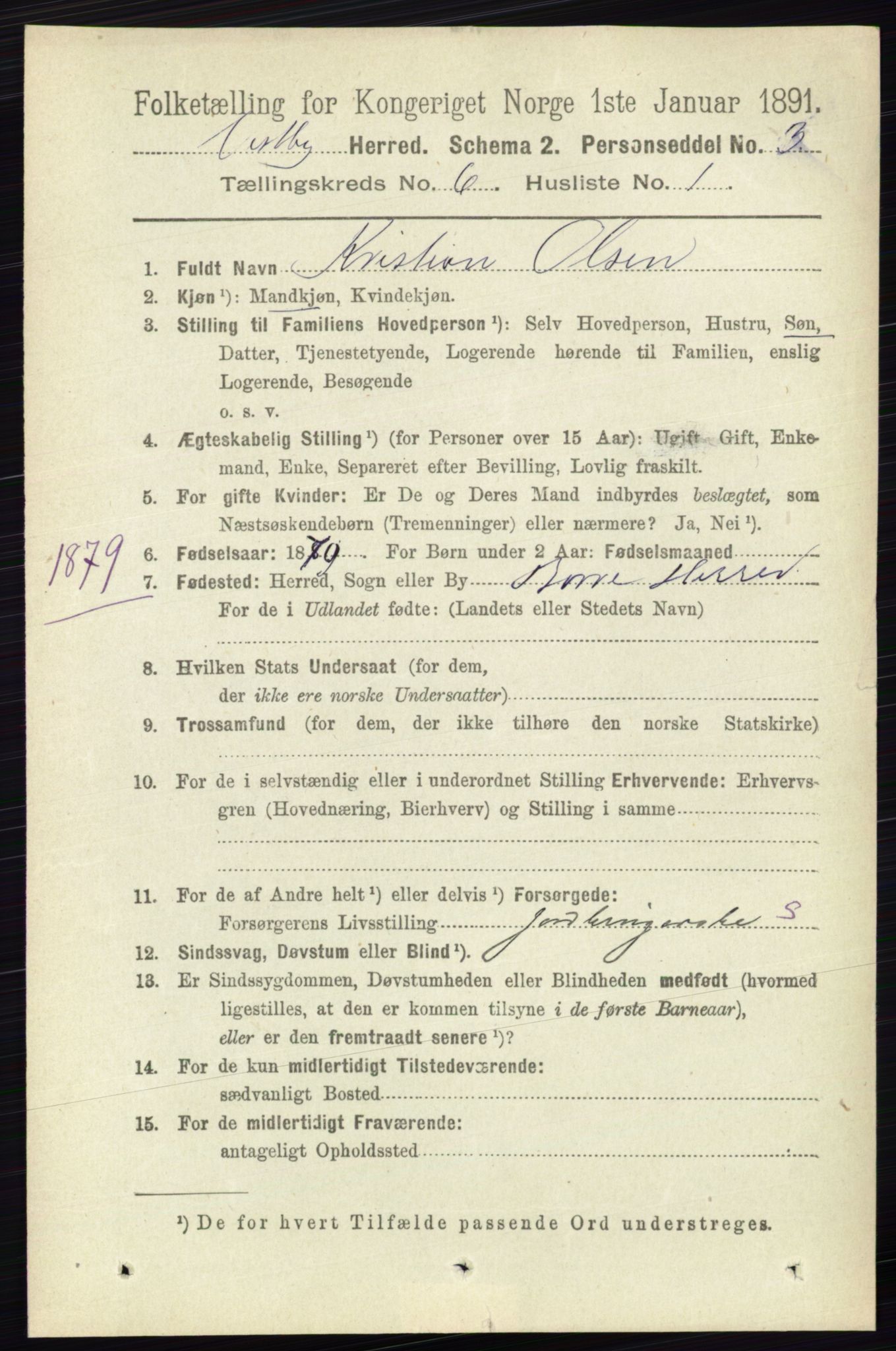 RA, 1891 census for 0211 Vestby, 1891, p. 2921