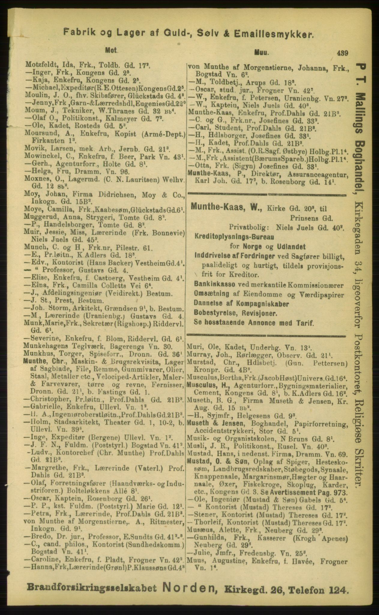 Kristiania/Oslo adressebok, PUBL/-, 1898, p. 439