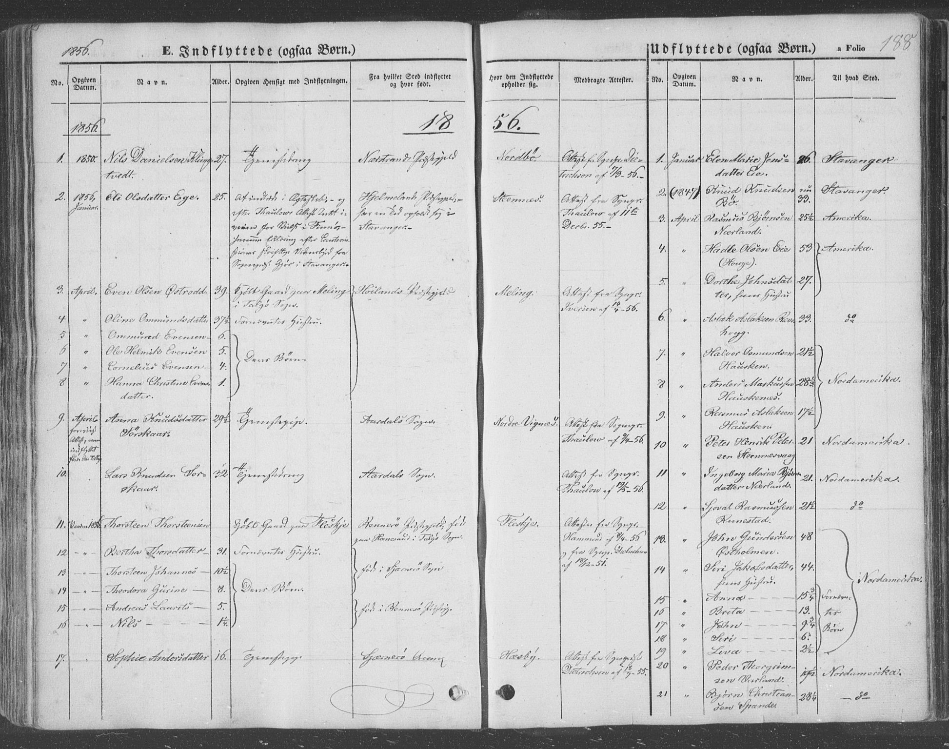 Finnøy sokneprestkontor, SAST/A-101825/H/Ha/Haa/L0007: Parish register (official) no. A 7, 1847-1862, p. 188