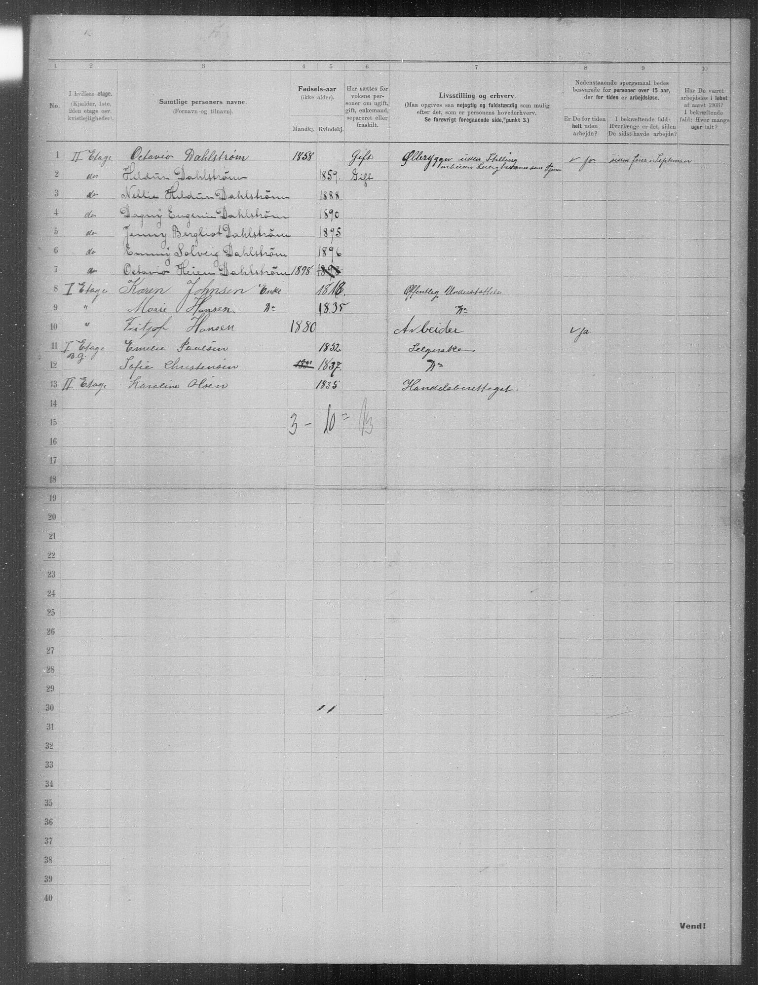 OBA, Municipal Census 1903 for Kristiania, 1903, p. 19798