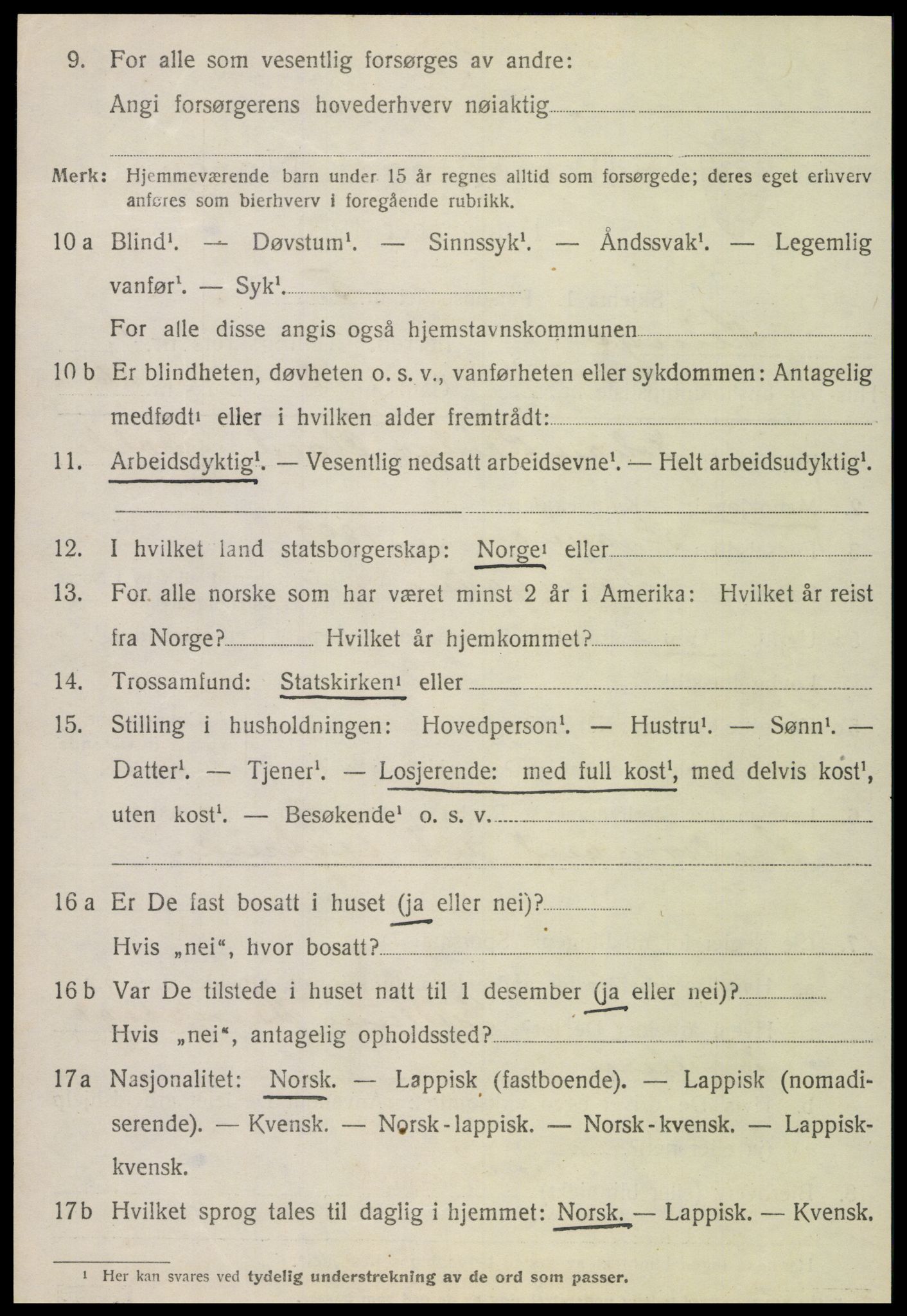 SAT, 1920 census for Klinga, 1920, p. 1396