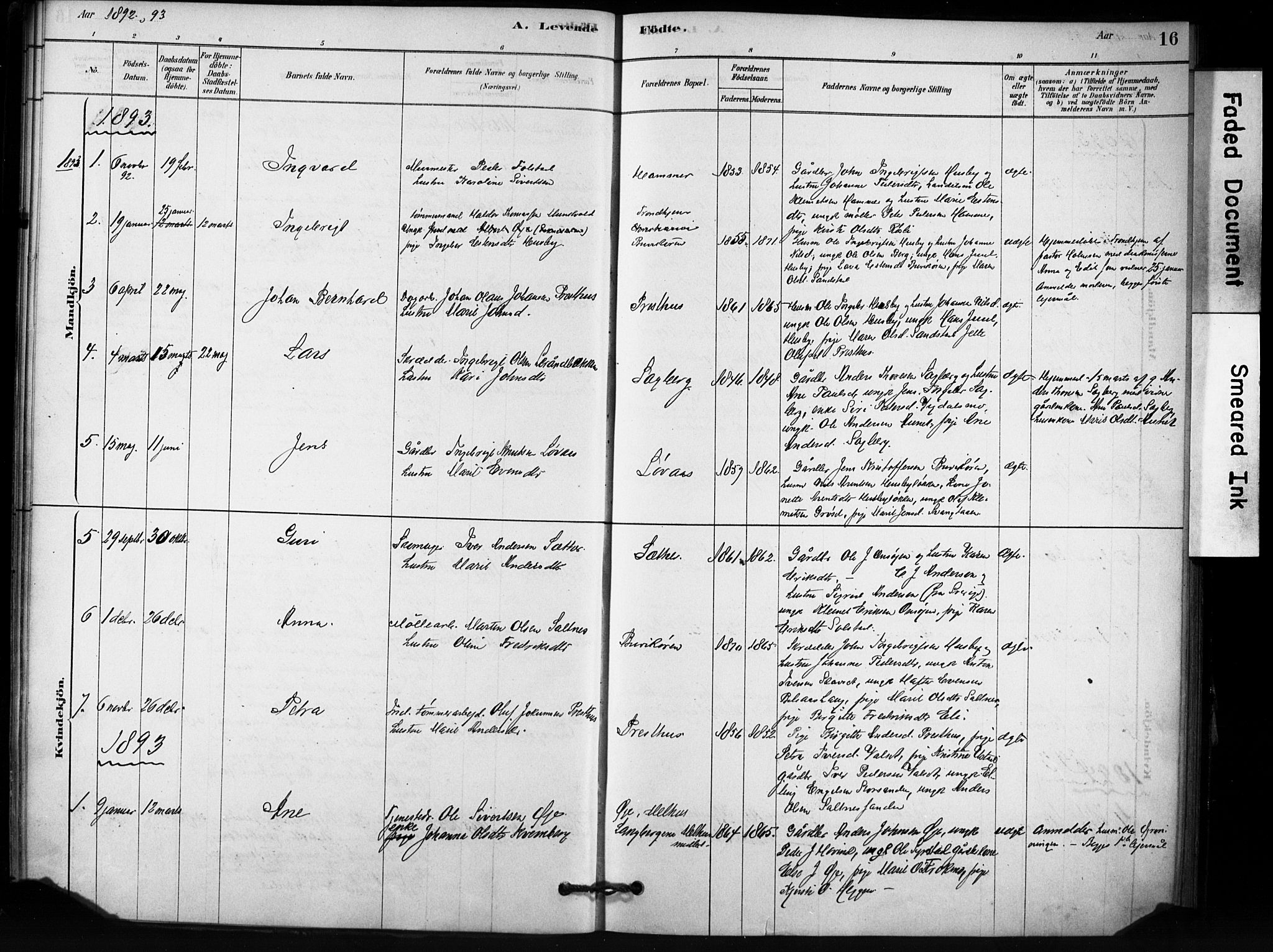 Ministerialprotokoller, klokkerbøker og fødselsregistre - Sør-Trøndelag, SAT/A-1456/666/L0786: Parish register (official) no. 666A04, 1878-1895, p. 16