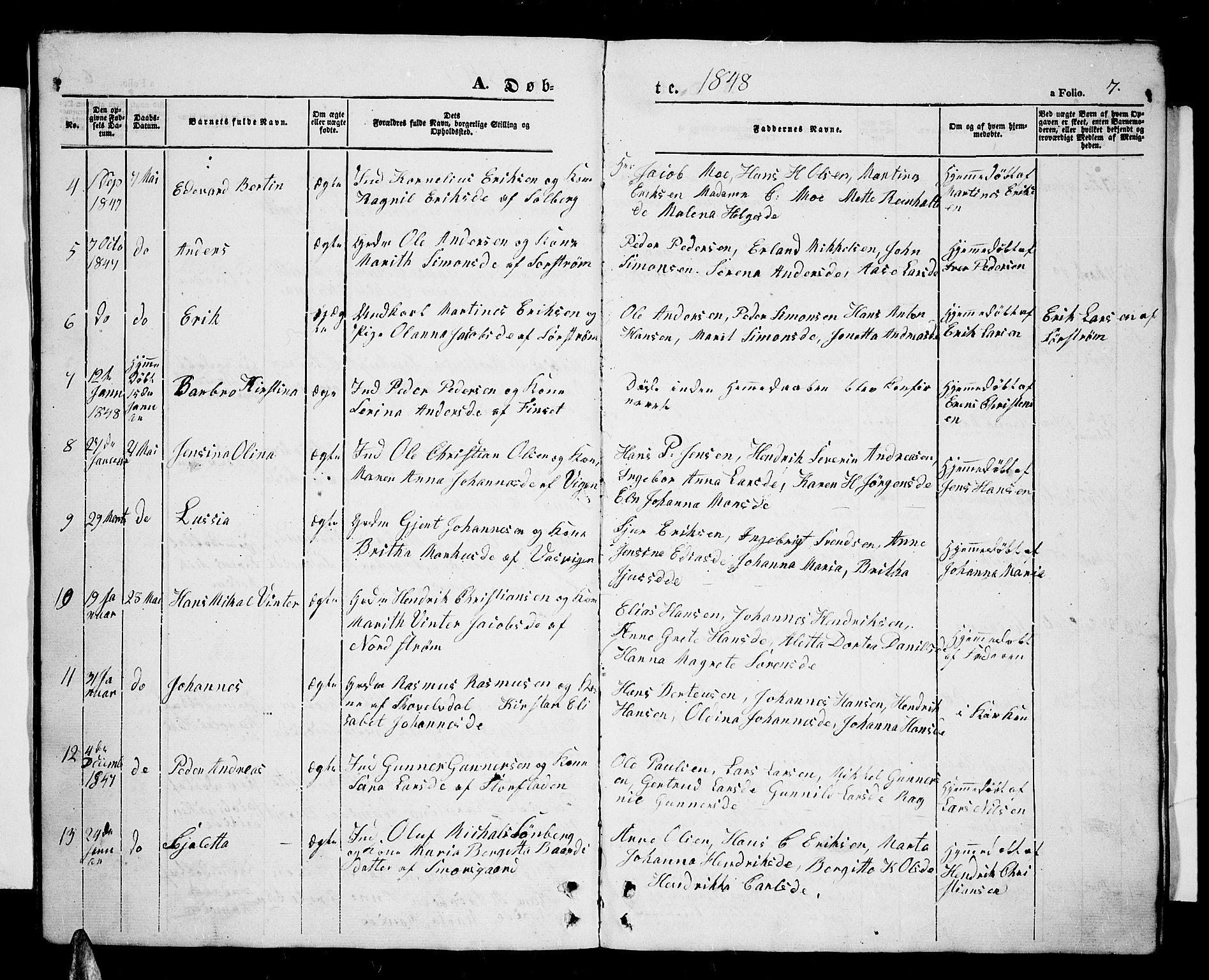 Tranøy sokneprestkontor, SATØ/S-1313/I/Ia/Iab/L0002klokker: Parish register (copy) no. 2, 1847-1860, p. 7