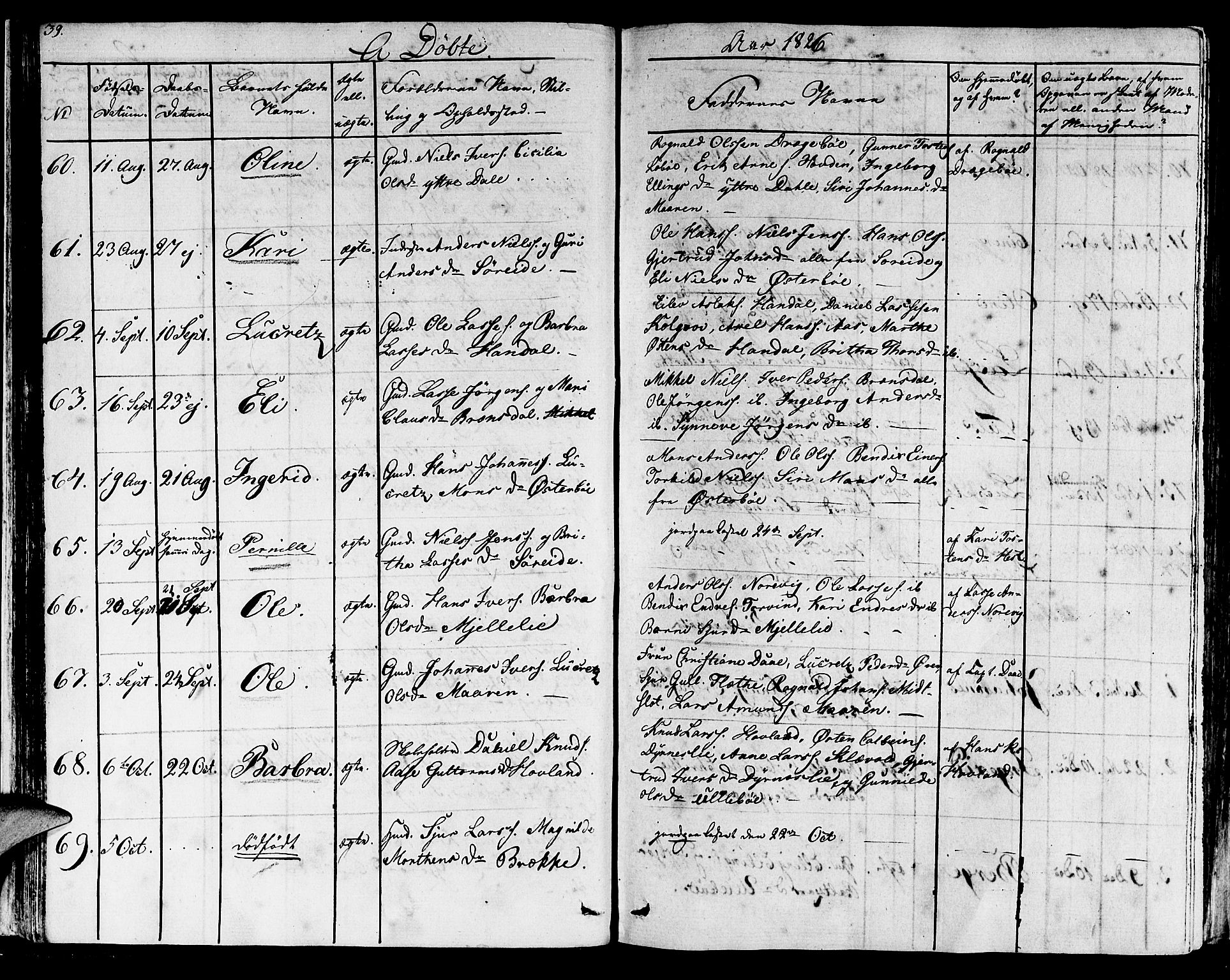Lavik sokneprestembete, SAB/A-80901: Parish register (official) no. A 2I, 1821-1842, p. 39