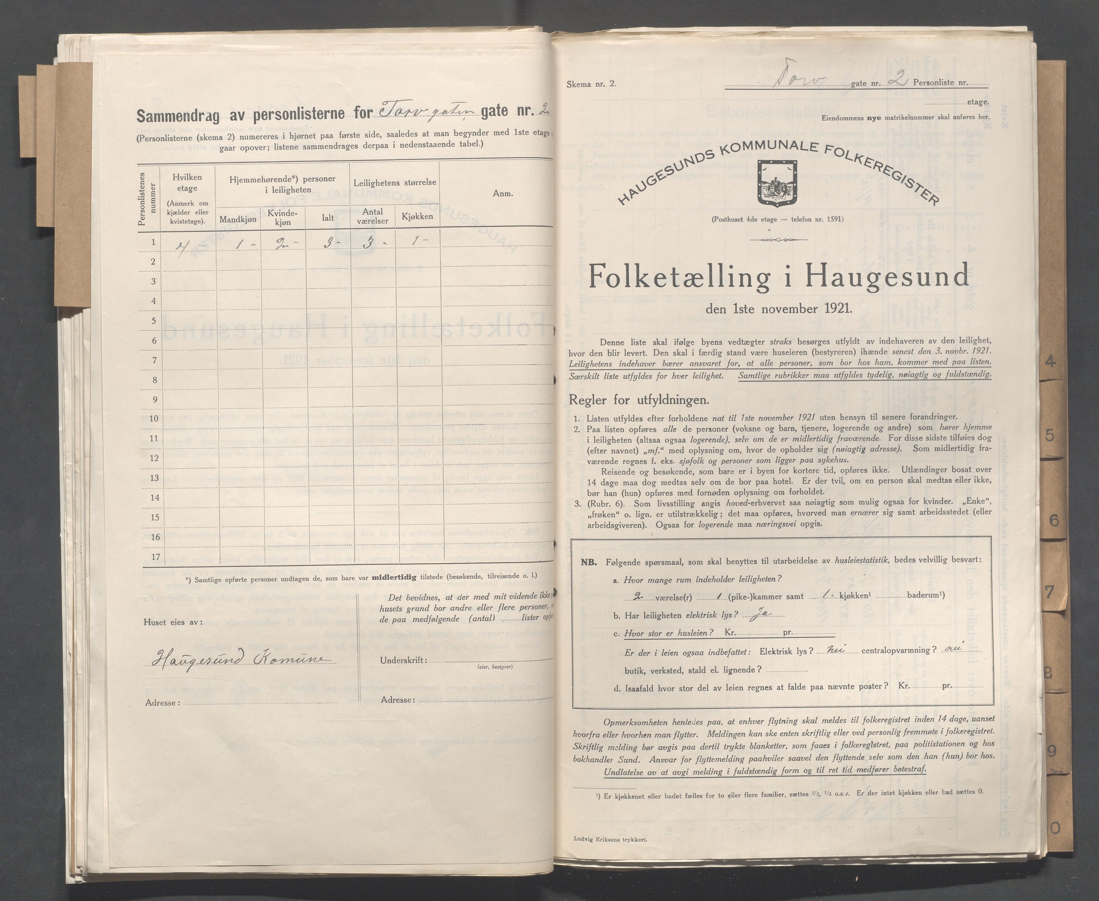 IKAR, Local census 1.11.1921 for Haugesund, 1921, p. 5441