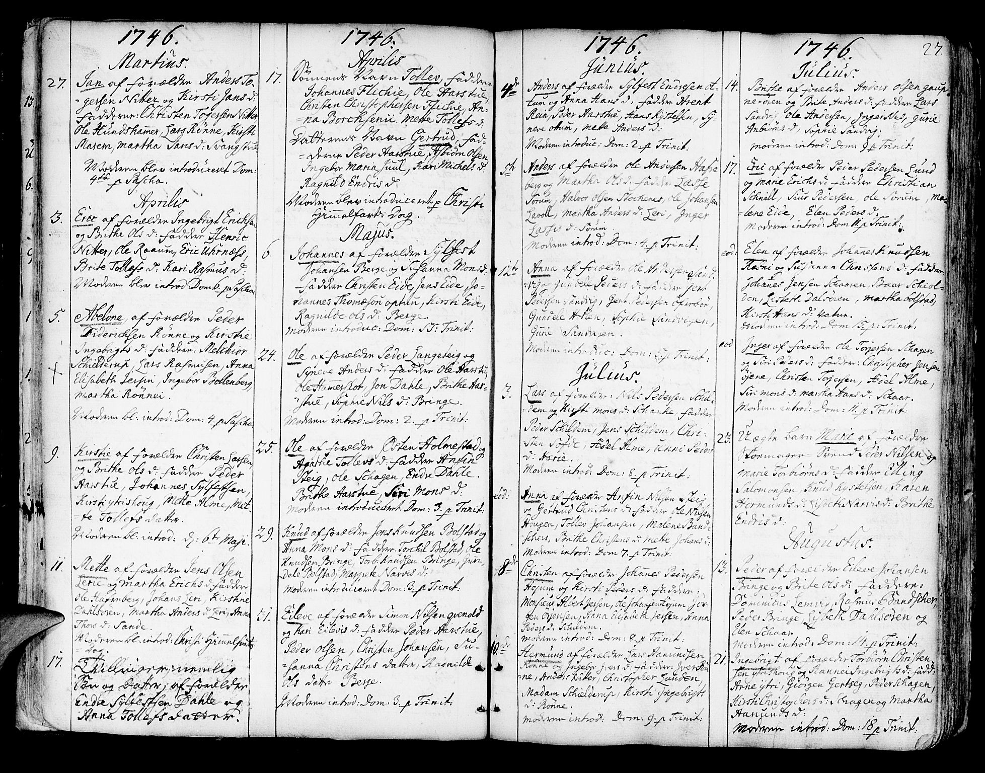 Luster sokneprestembete, SAB/A-81101/H/Haa/Haaa/L0001: Parish register (official) no. A 1, 1731-1803, p. 27