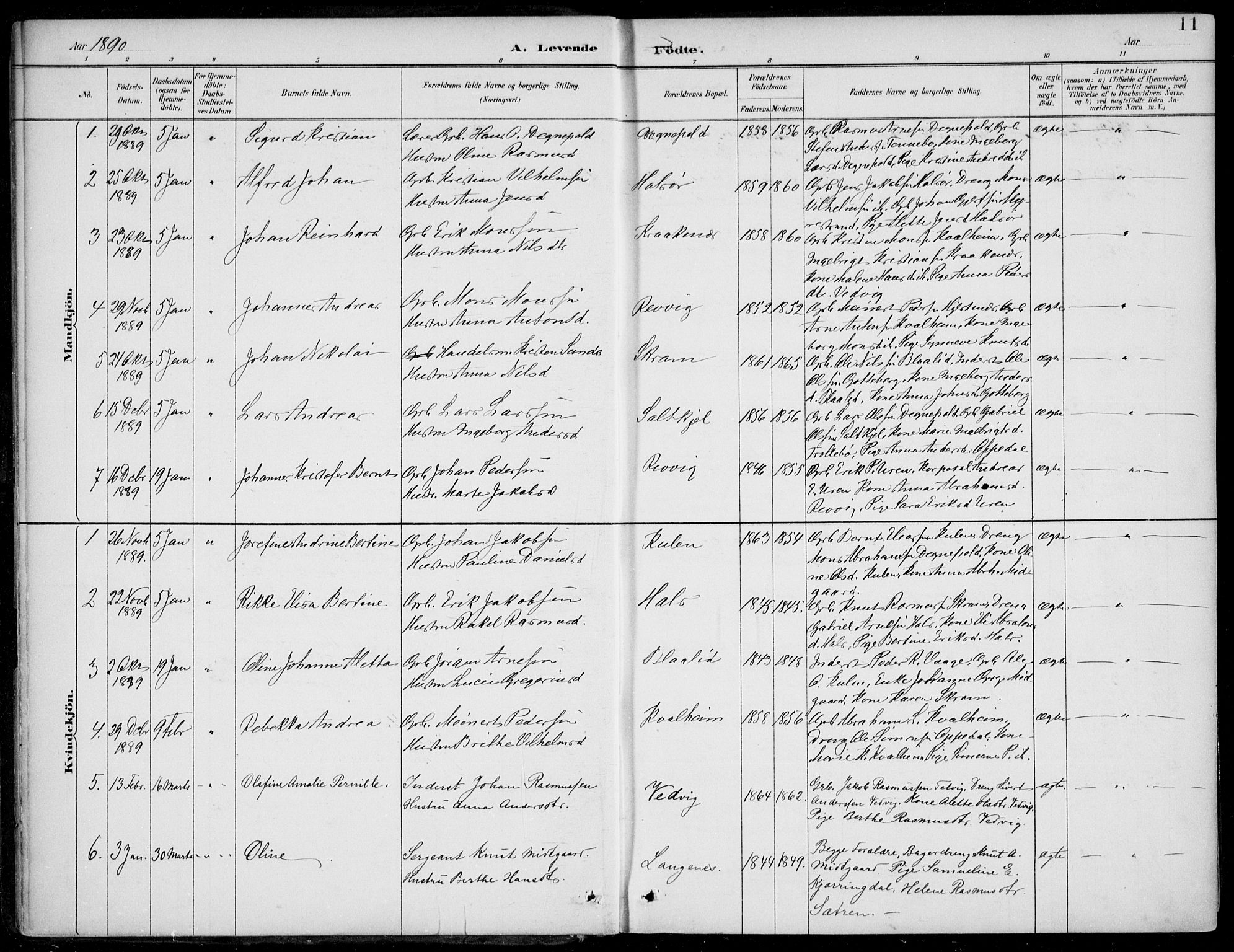 Selje sokneprestembete, AV/SAB-A-99938/H/Ha/Haa/Haac/L0002: Parish register (official) no. C  2, 1889-1904, p. 11