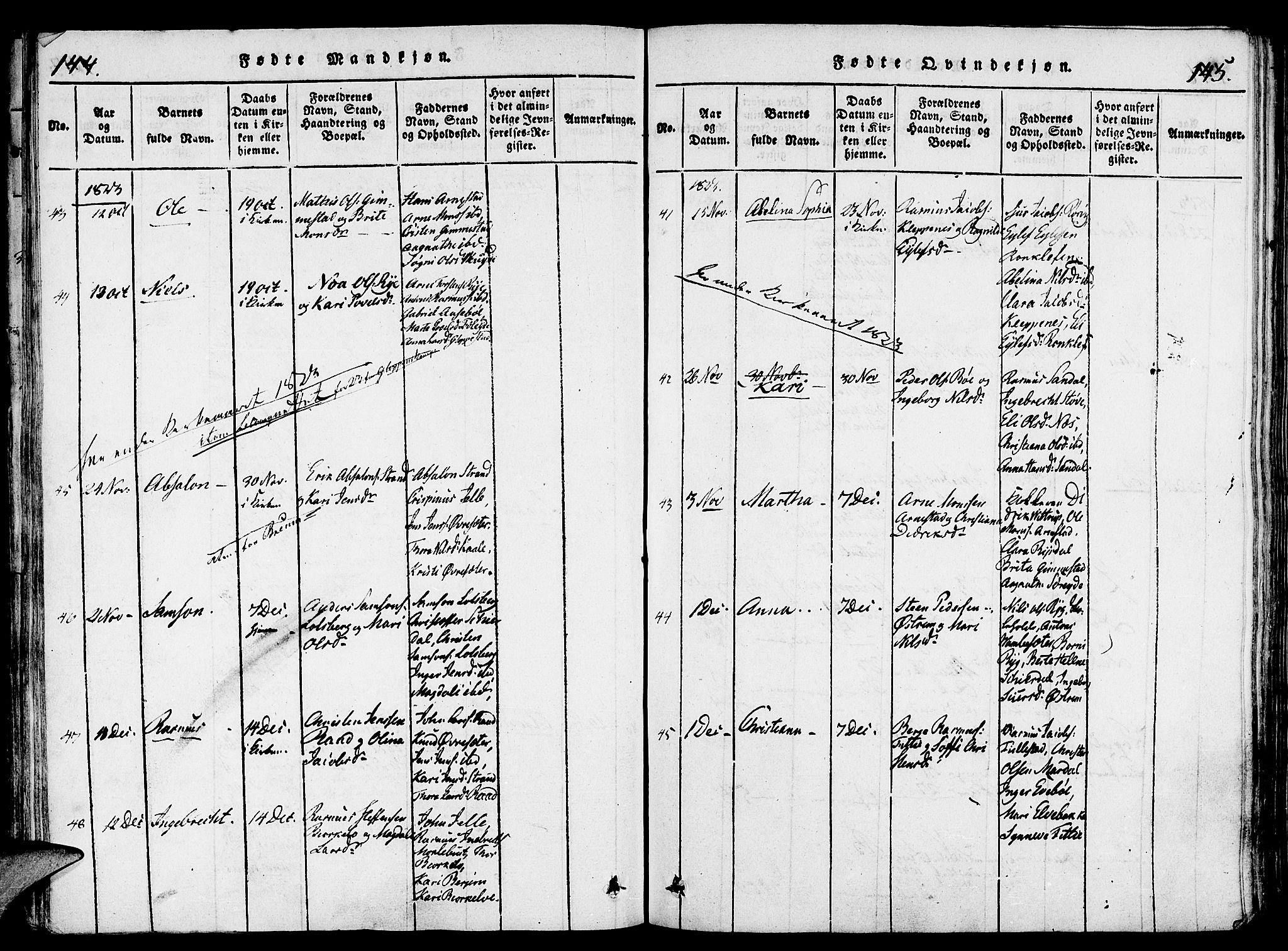 Gloppen sokneprestembete, AV/SAB-A-80101/H/Haa/Haaa/L0006: Parish register (official) no. A 6, 1816-1826, p. 144-145