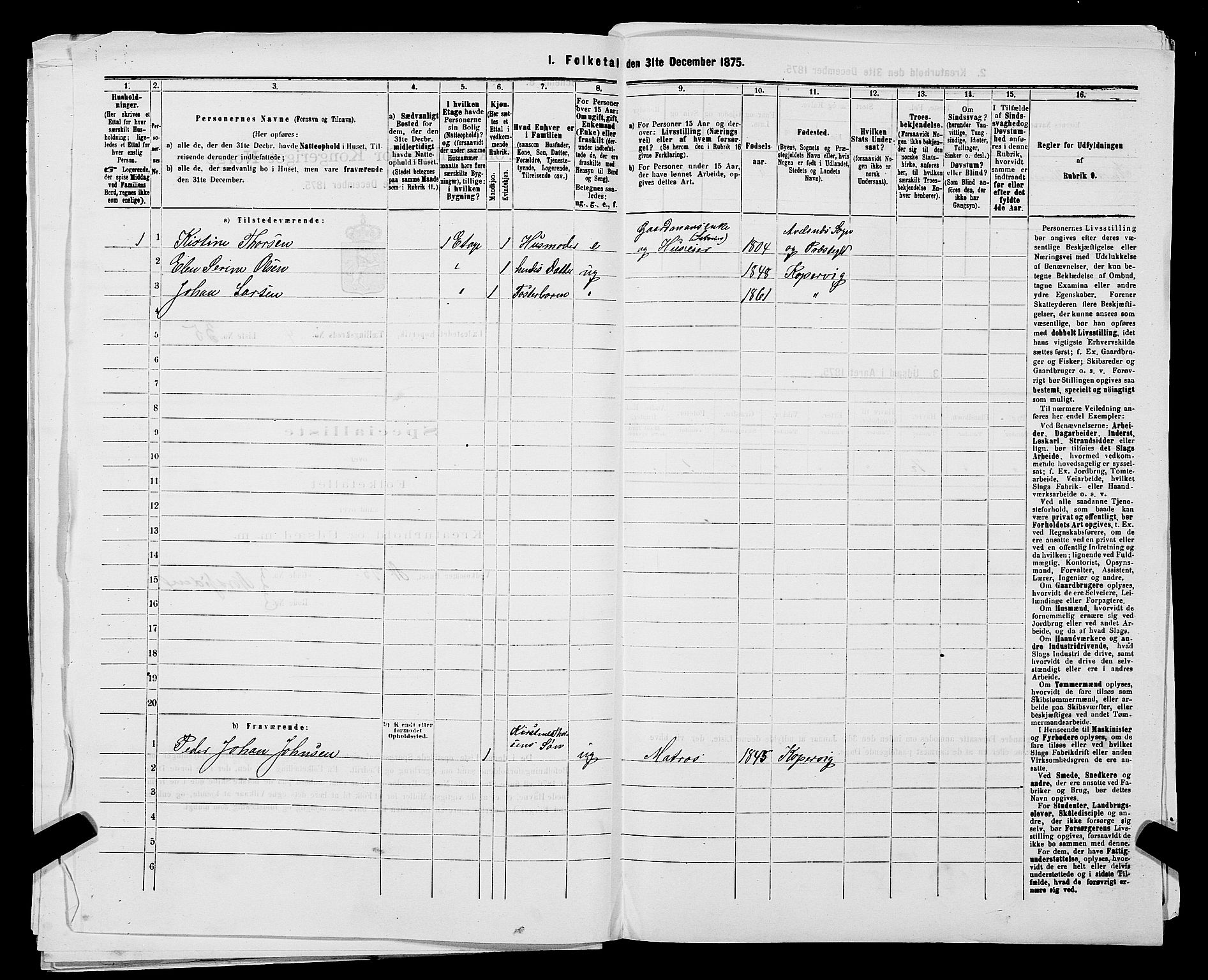 SAST, 1875 census for 1105B Avaldsnes/Kopervik, 1875, p. 69