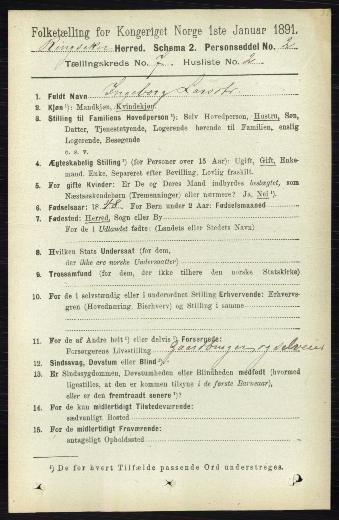 RA, 1891 census for 0412 Ringsaker, 1891, p. 3883
