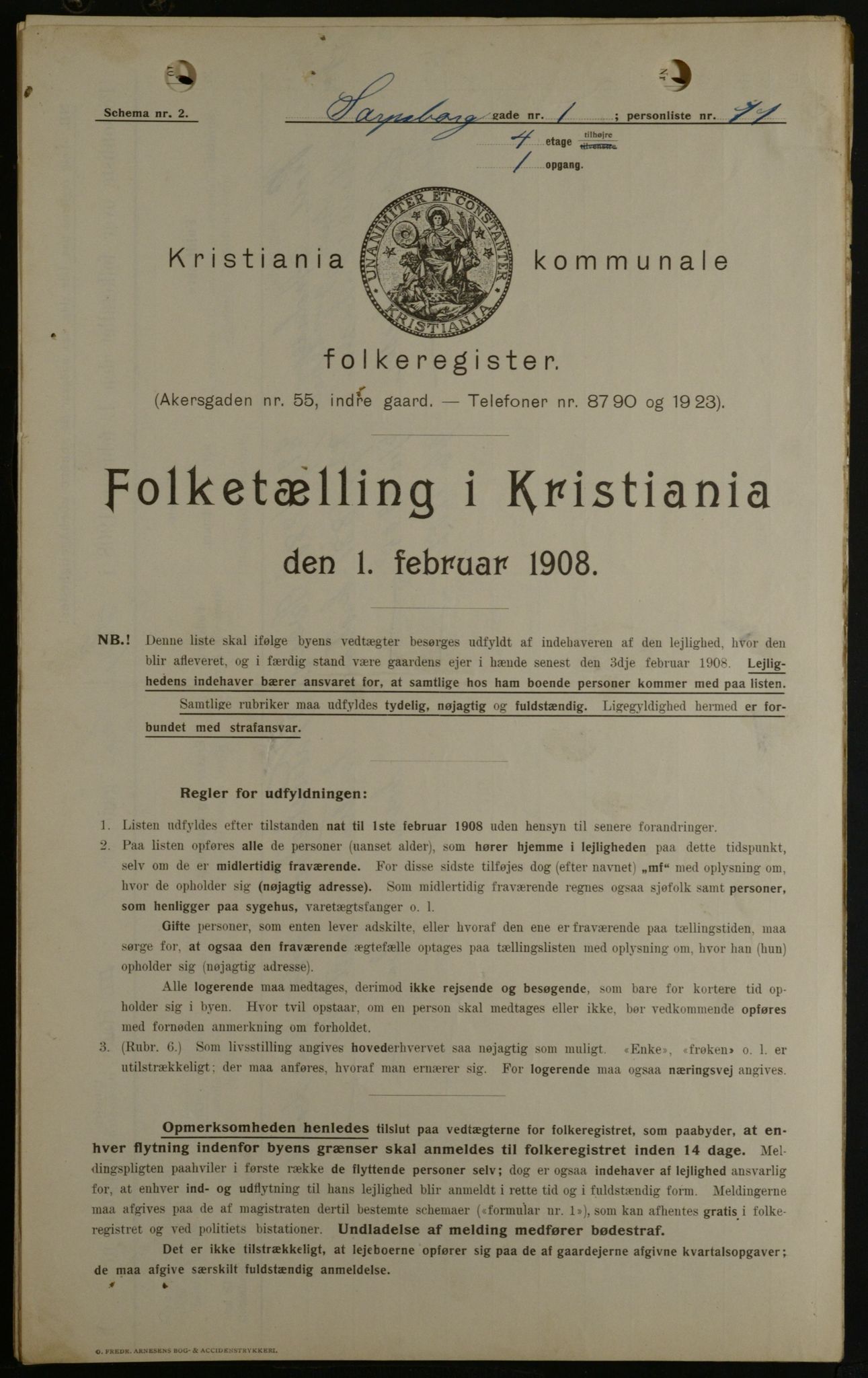 OBA, Municipal Census 1908 for Kristiania, 1908, p. 80312