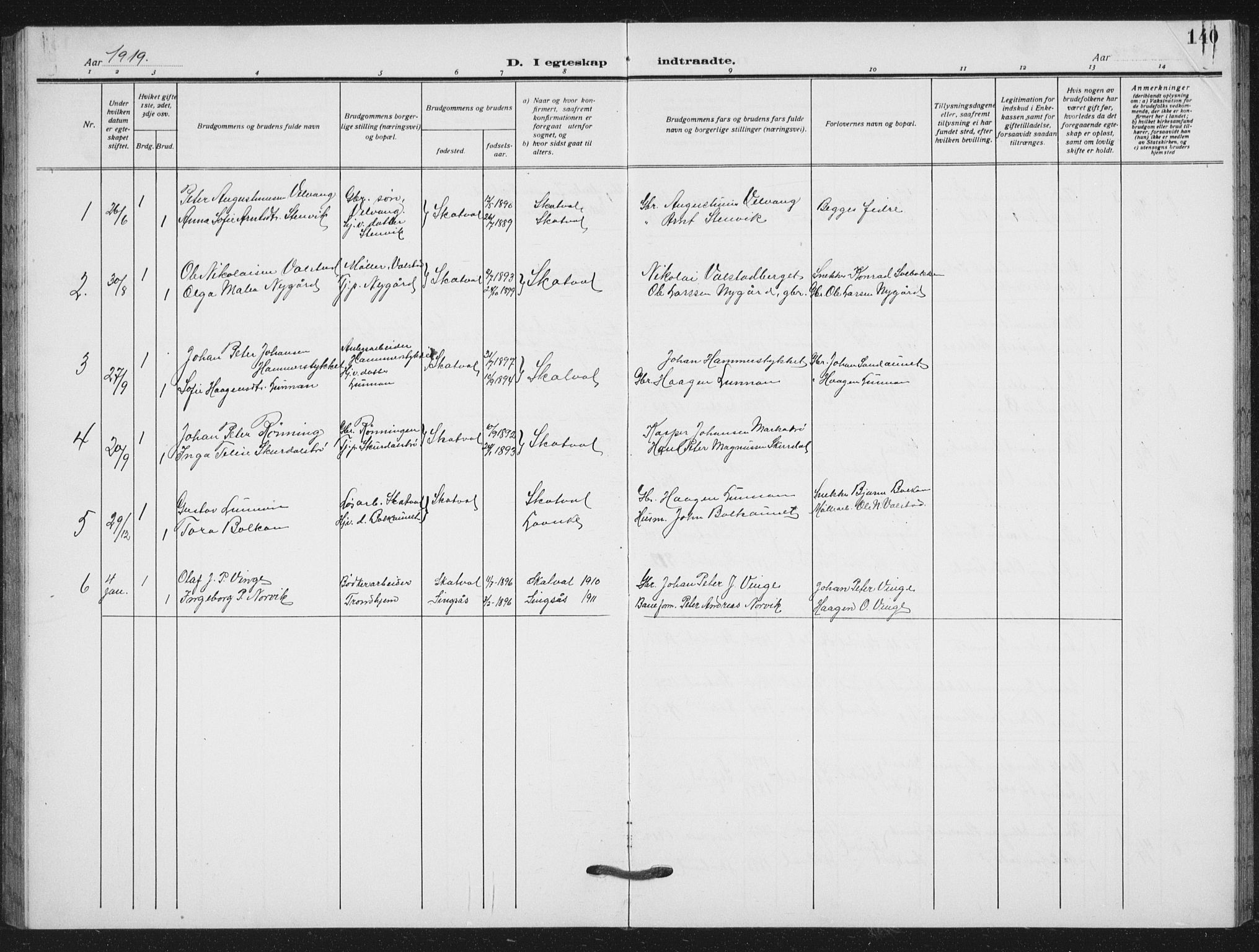 Ministerialprotokoller, klokkerbøker og fødselsregistre - Nord-Trøndelag, SAT/A-1458/712/L0104: Parish register (copy) no. 712C02, 1917-1939, p. 140