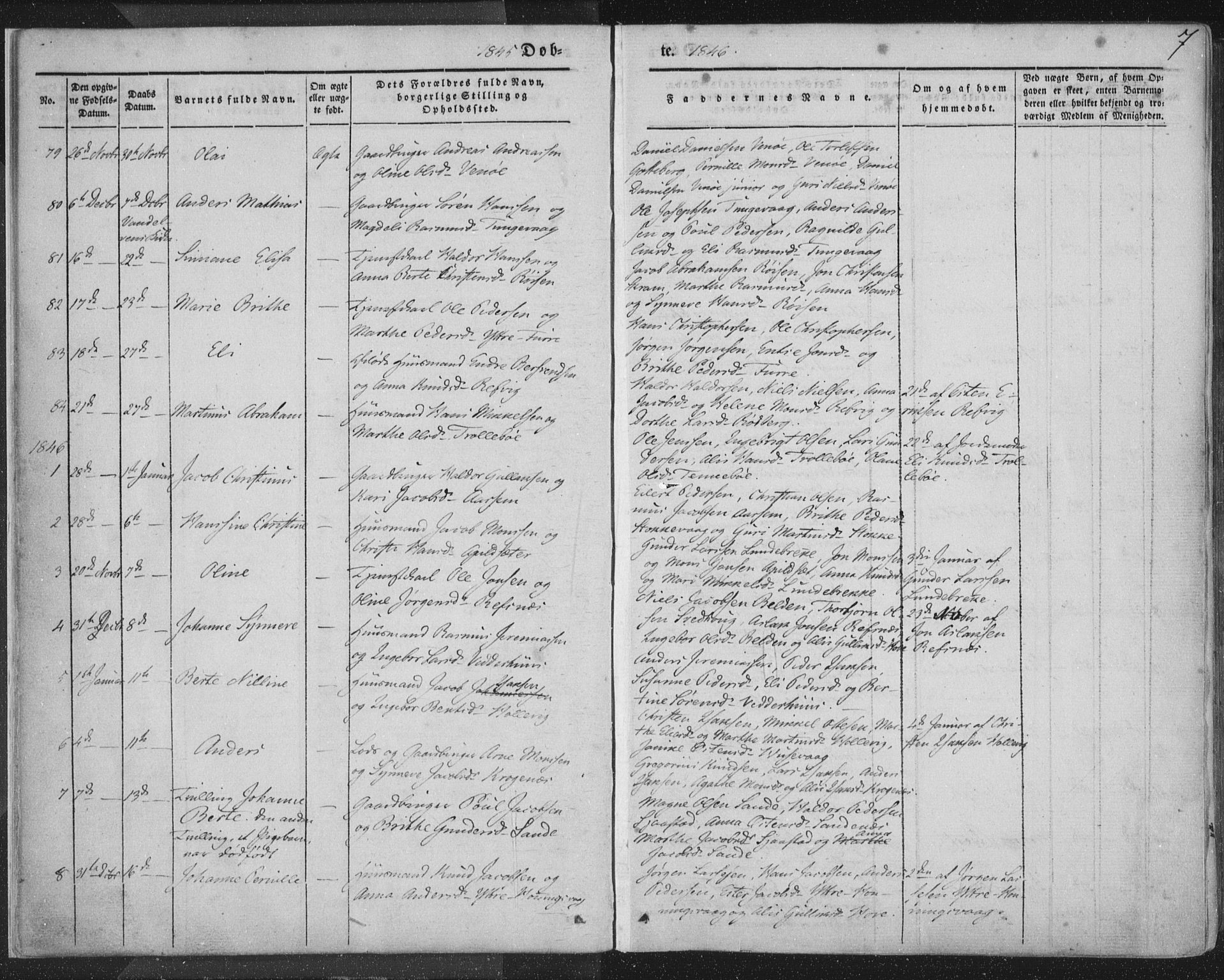 Selje sokneprestembete, SAB/A-99938/H/Ha/Haa/Haaa: Parish register (official) no. A 10, 1844-1858, p. 7
